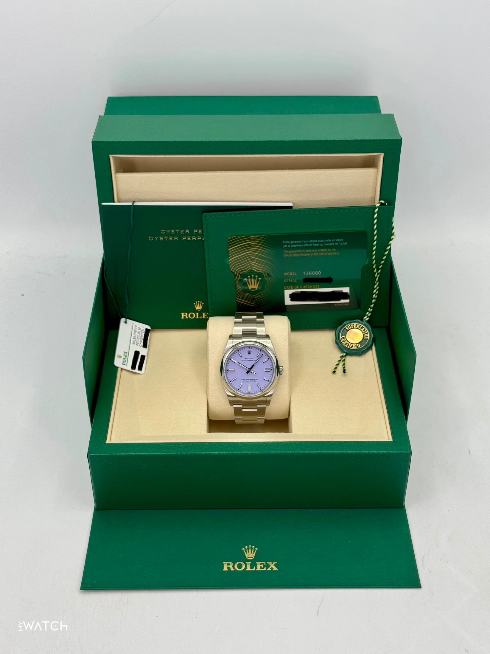 NEW 2025 Rolex Oyster Perpetual 36mm 126000 Lavender Dial - Image 9
