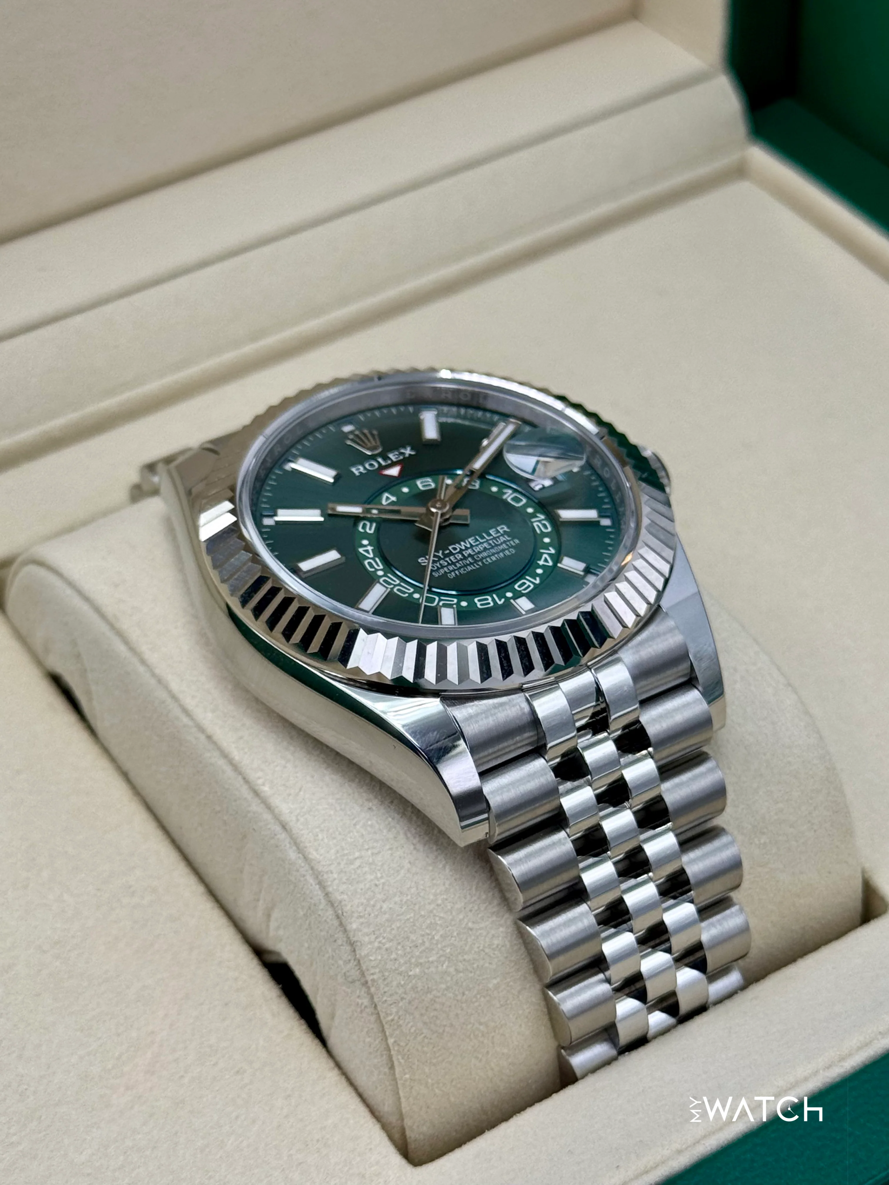 NEW 2025 Rolex Sky-Dweller 42mm 336934 Jubilee Green Dial (STICKERED) - Image 6