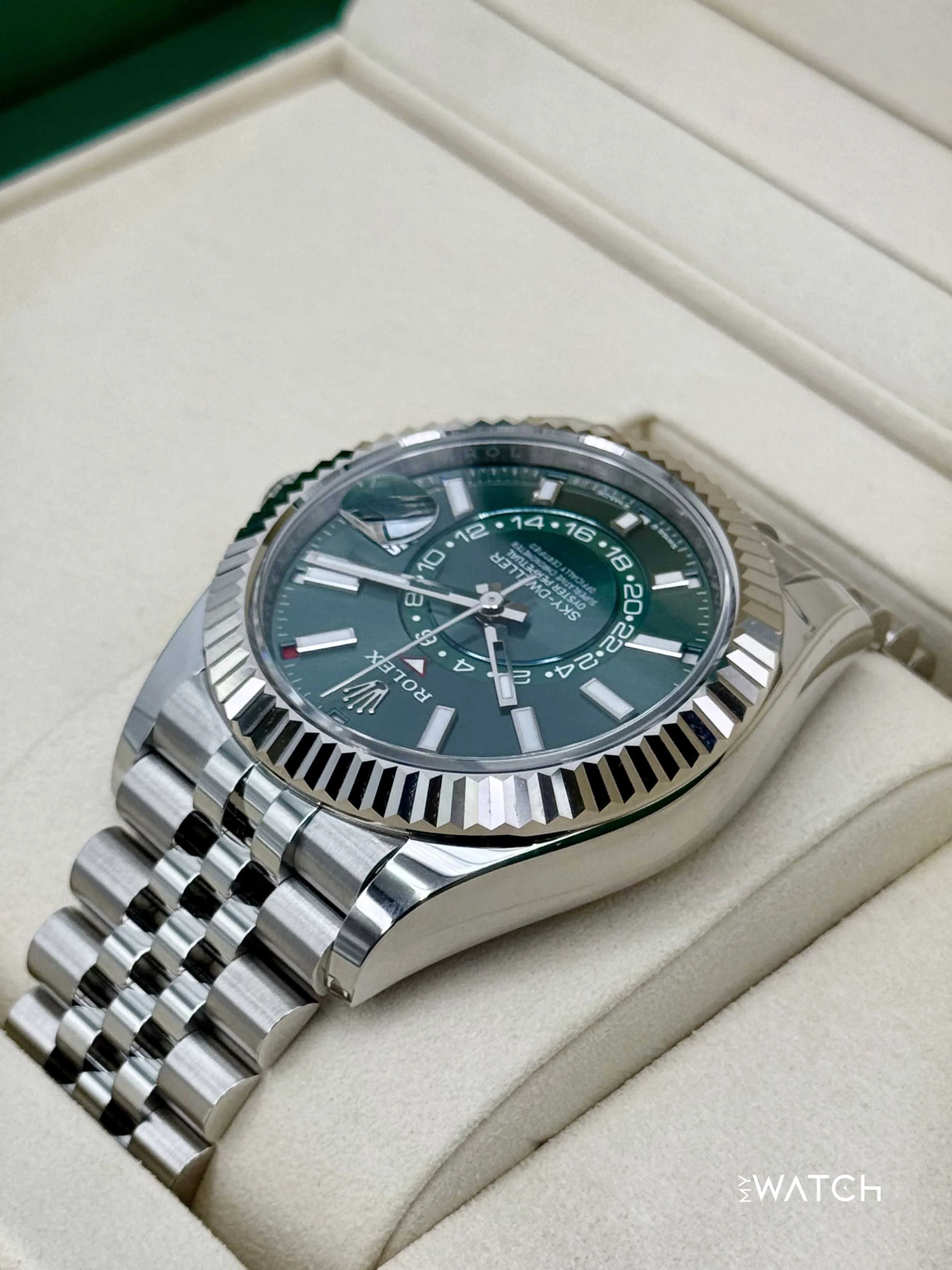 NEW 2025 Rolex Sky-Dweller 42mm 336934 Jubilee Green Dial (STICKERED) - Image 7