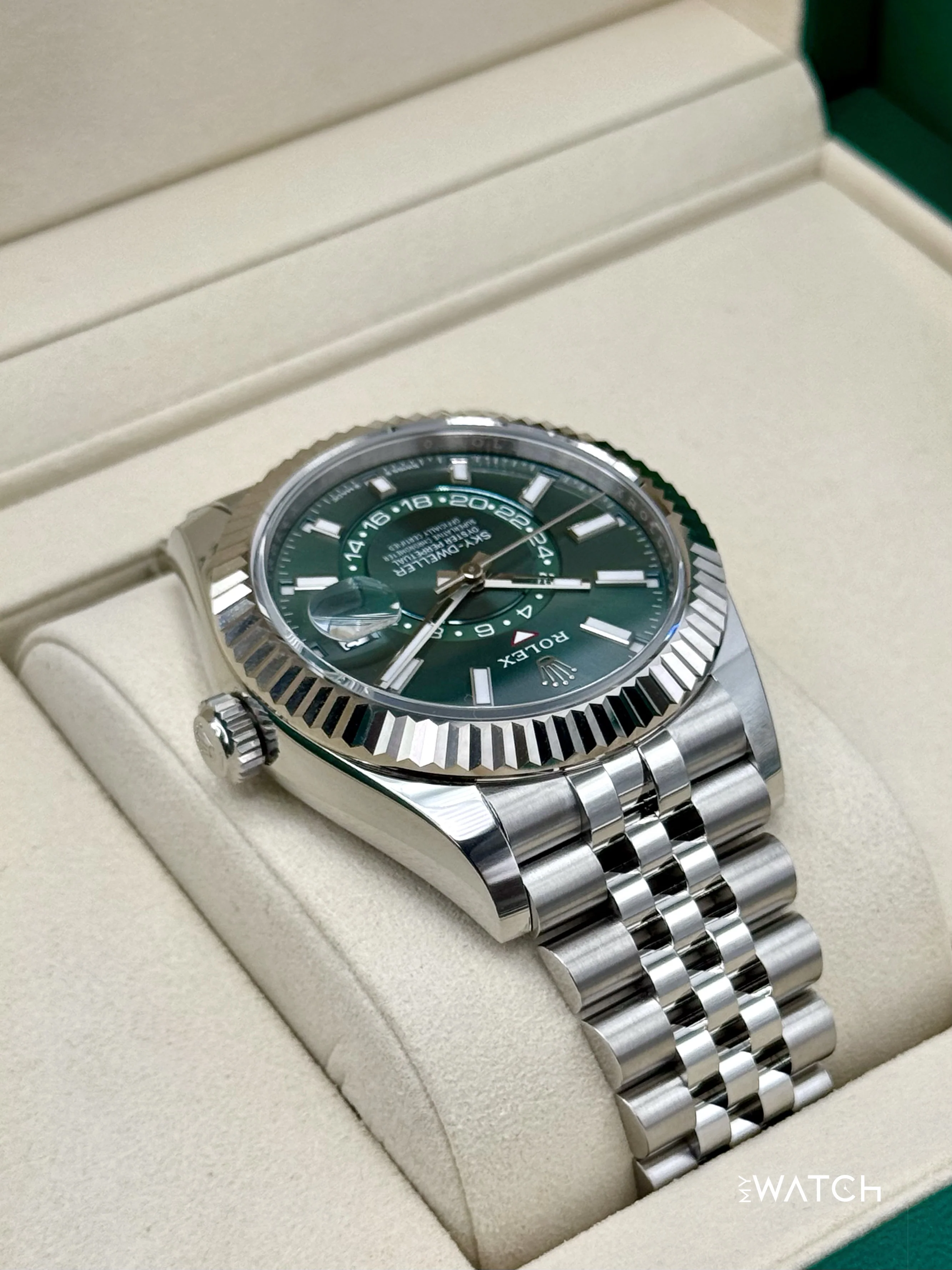 NEW 2025 Rolex Sky-Dweller 42mm 336934 Jubilee Green Dial (STICKERED) - Image 8
