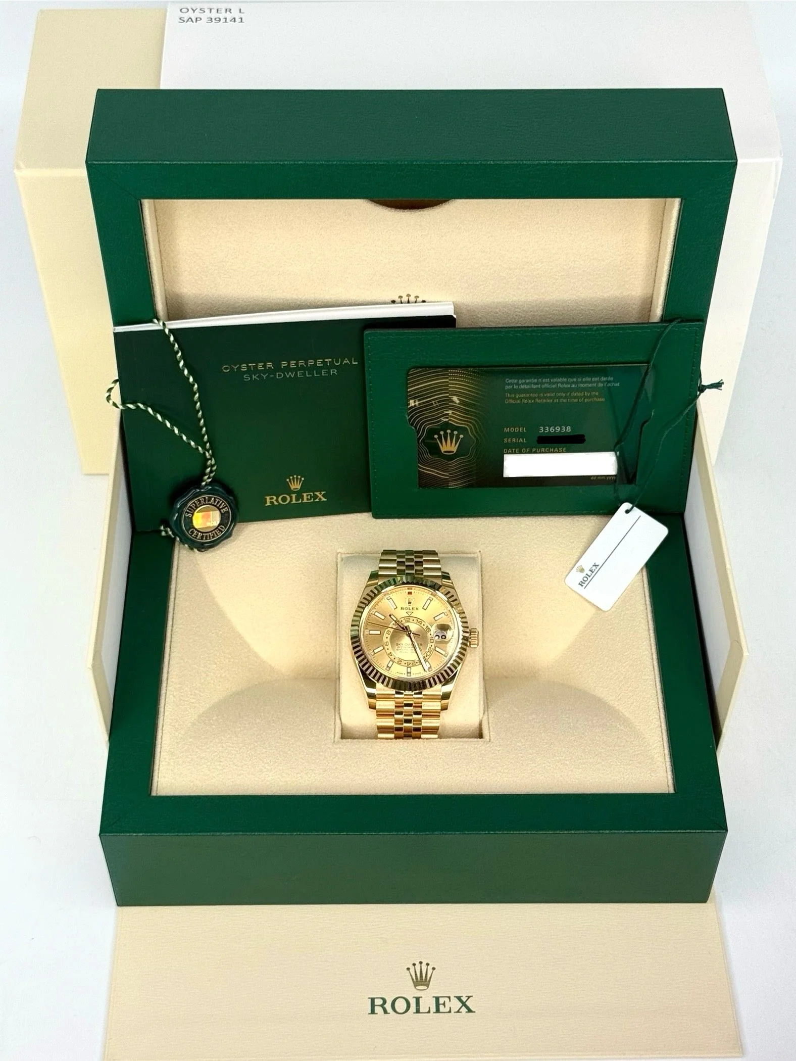 NEW 2025 Rolex Sky-Dweller 42mm 336938 Yellow Gold Jubilee Champagne Dial - Image 5