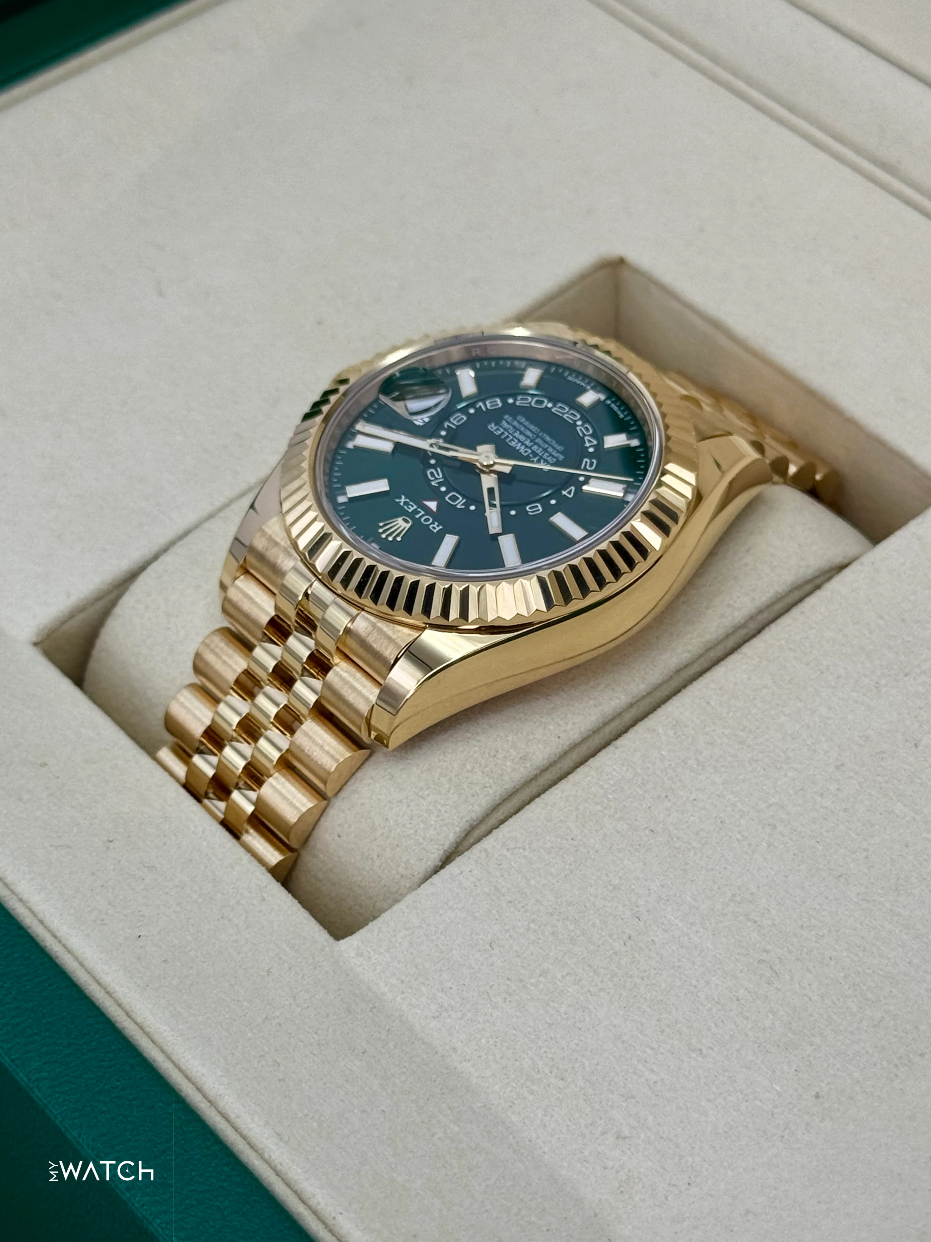 NEW 2025 Rolex Sky-Dweller 42mm 336938 Yellow Gold Jubilee Green Dial - Image 7