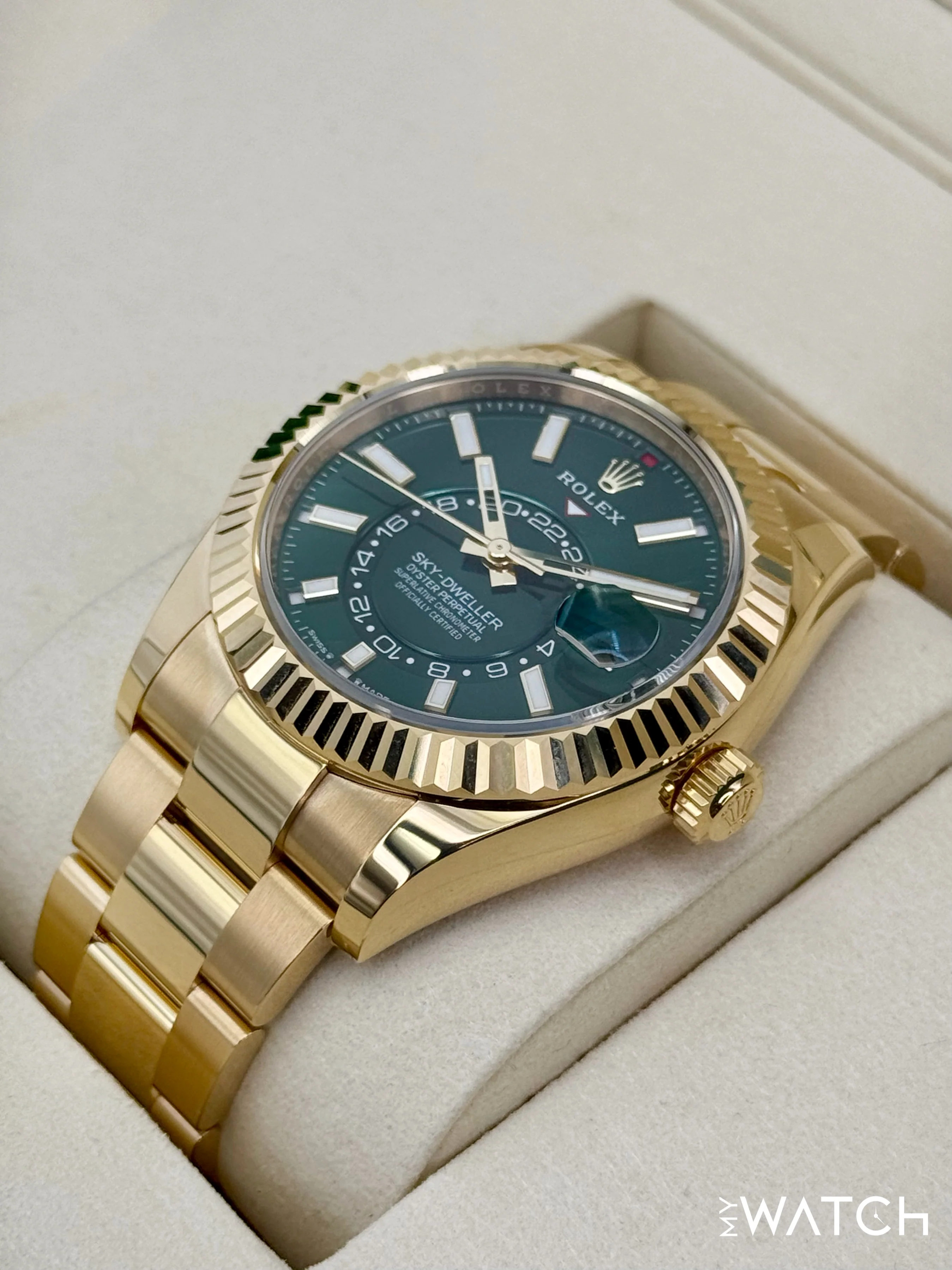 NEW 2025 Rolex Sky-Dweller 42mm 336938 Yellow Gold Oyster Green Dial - Image 5