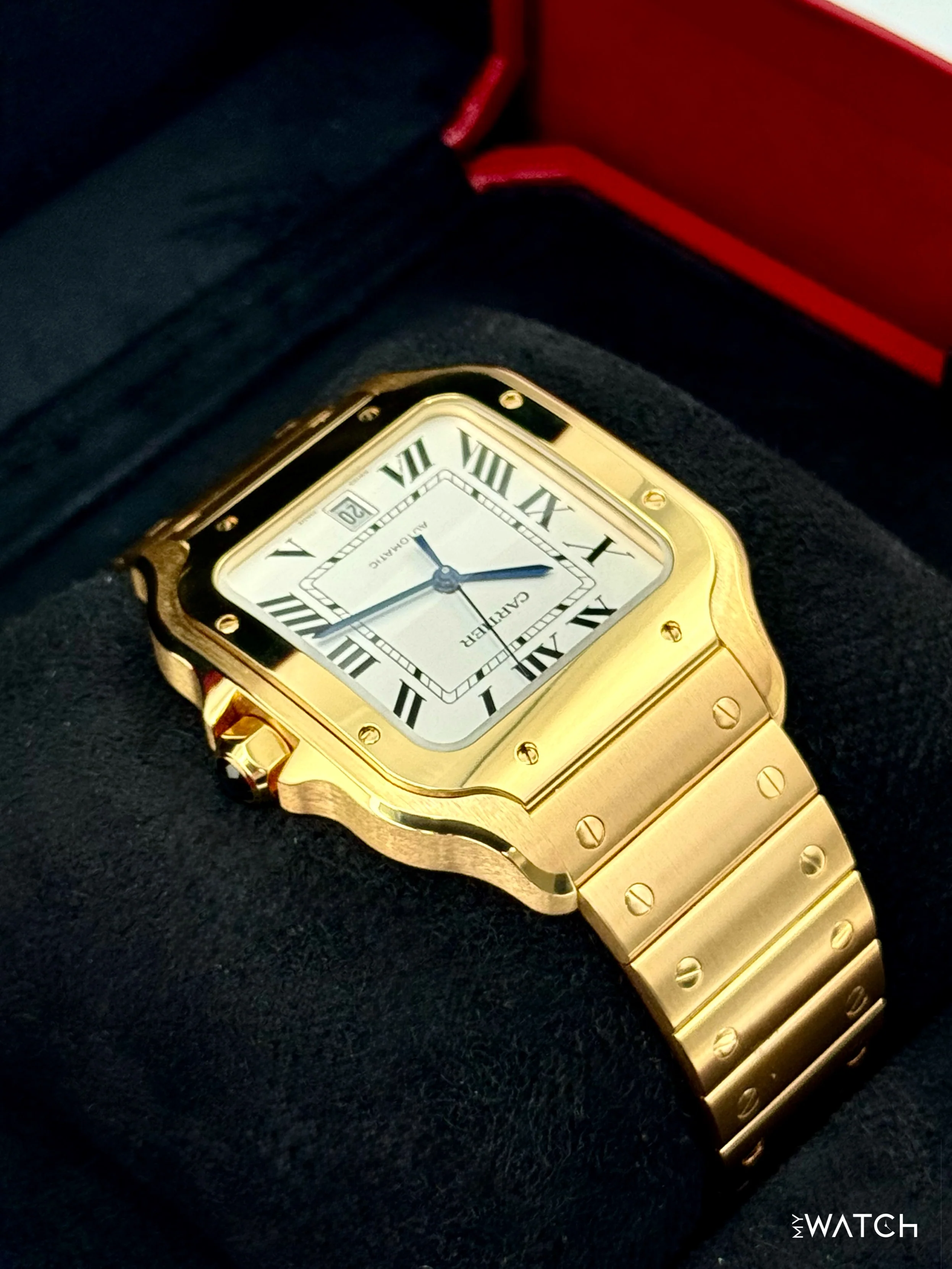 NEW 2026 Cartier Santos De Cartier 39.8mm WGSA0029 Yellow Gold White Dial - Image 8