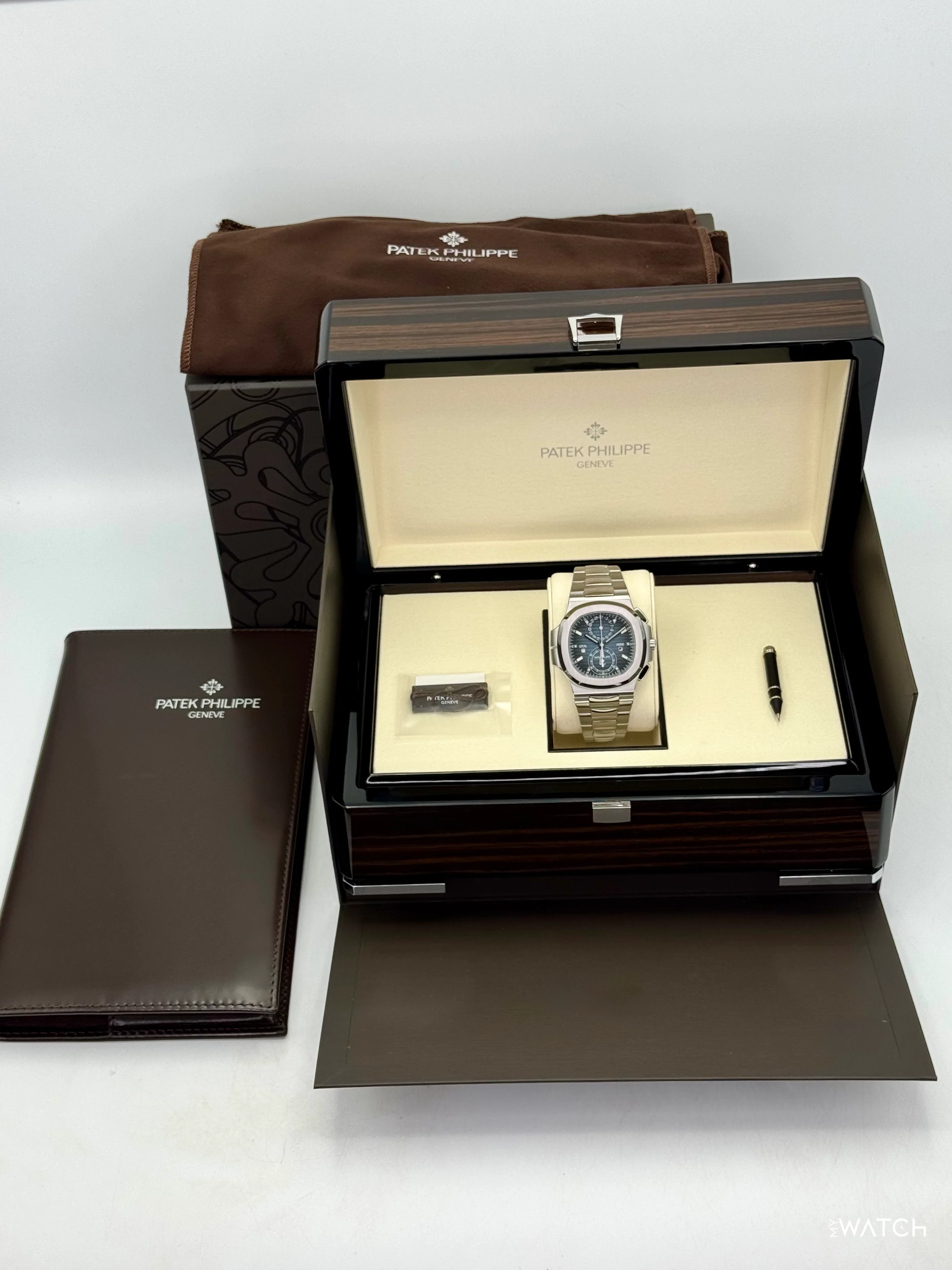 NEW 2026 Patek Philippe Nautilus Travel Time Chrono 40.5mm 5990 Blue-Noir Dial - Image 11