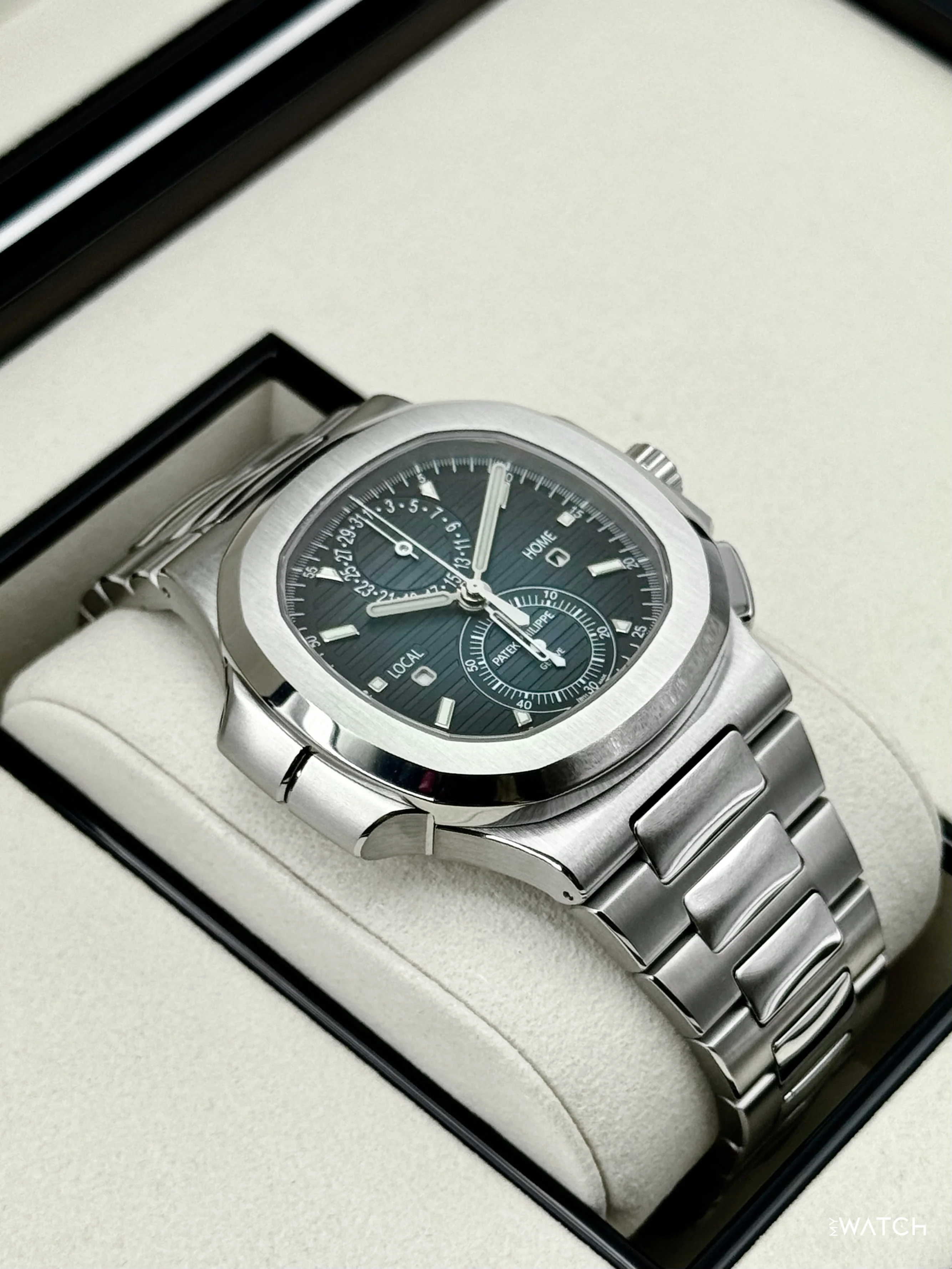 NEW 2026 Patek Philippe Nautilus Travel Time Chrono 40.5mm 5990 Blue-Noir Dial - Image 6