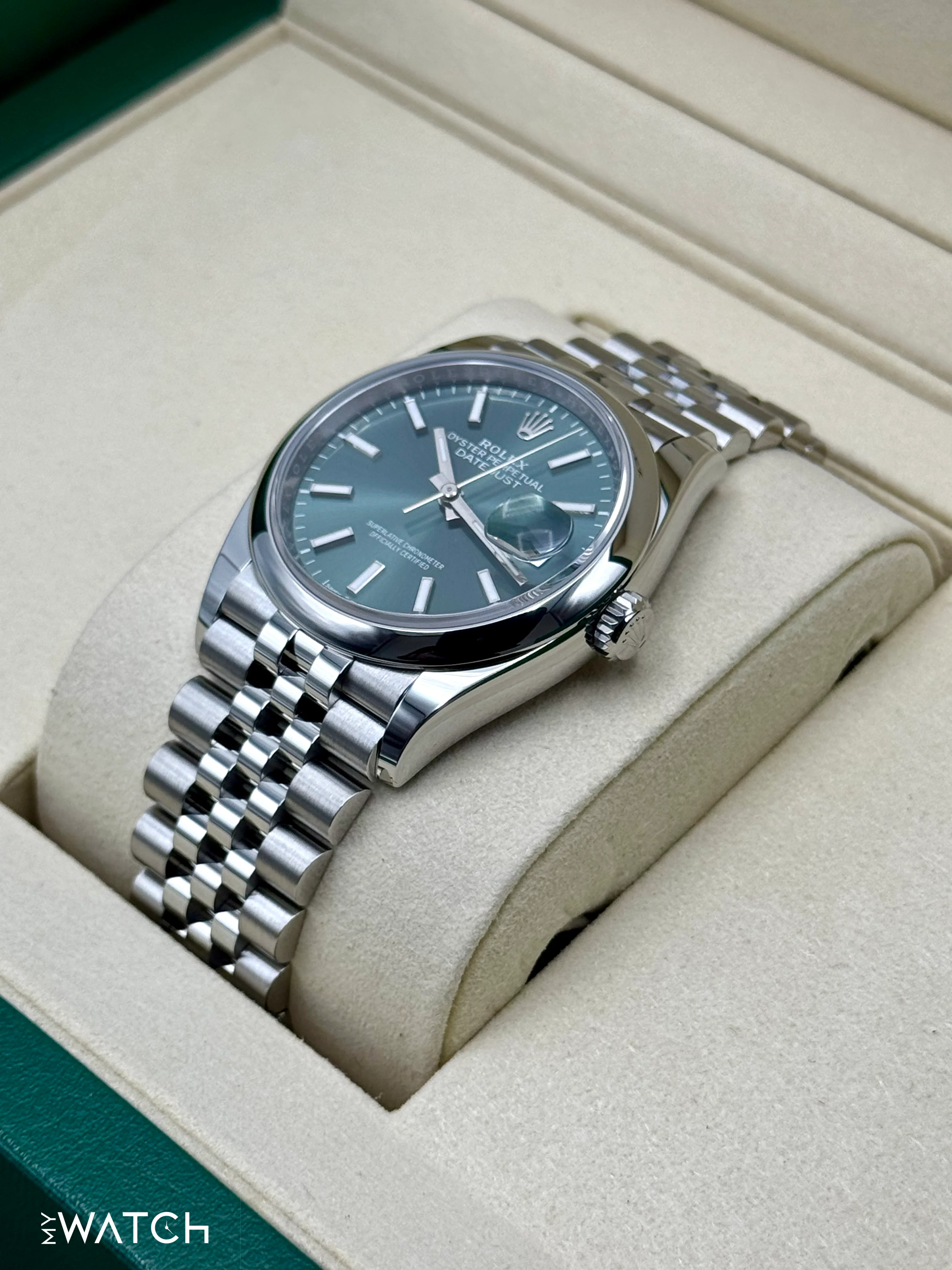 NEW 2026 Rolex Datejust 36mm 126200 Stainless Steel Jubilee Green Dial - Image 6
