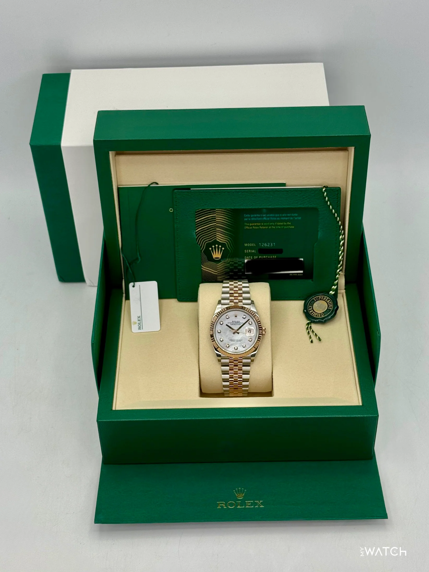 NEW 2026 Rolex Datejust 36mm 126231 Two-Tone MOP Diamond Dial (STICKERED) - Image 9