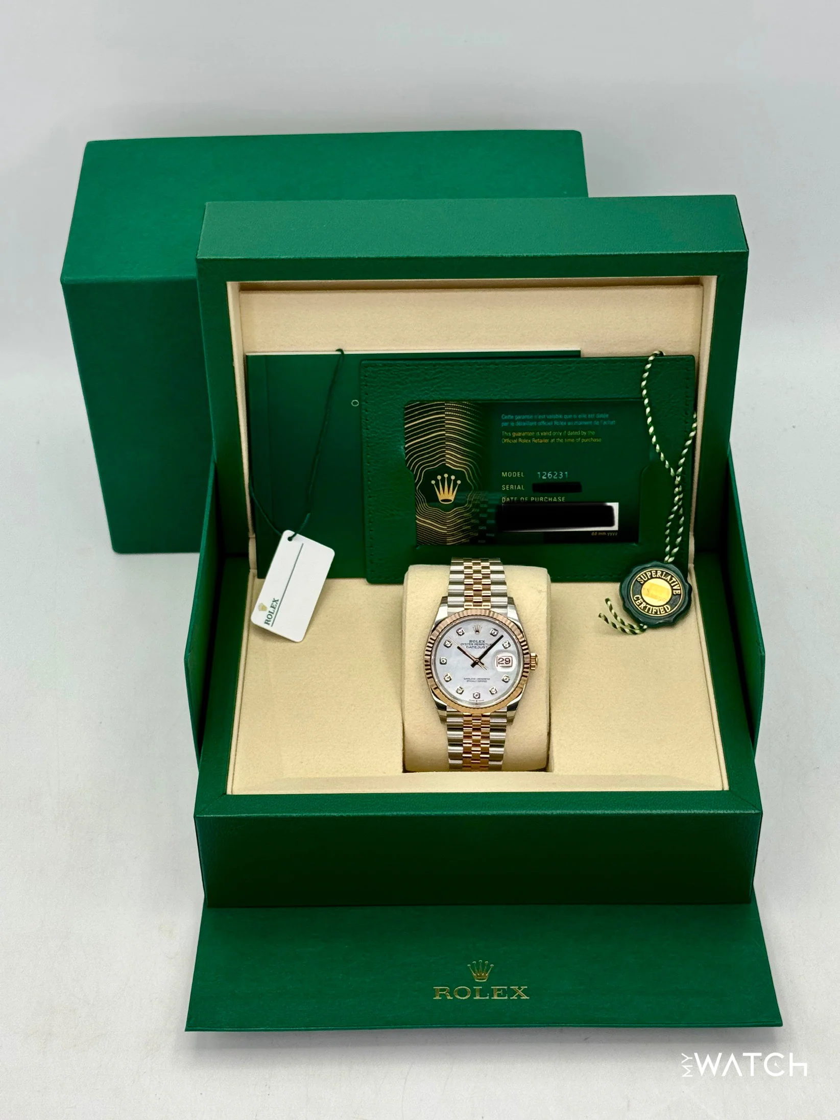 NEW 2026 Rolex Datejust 36mm 126231 Two-Tone MOP Diamond Dial (STICKERED) - Image 9
