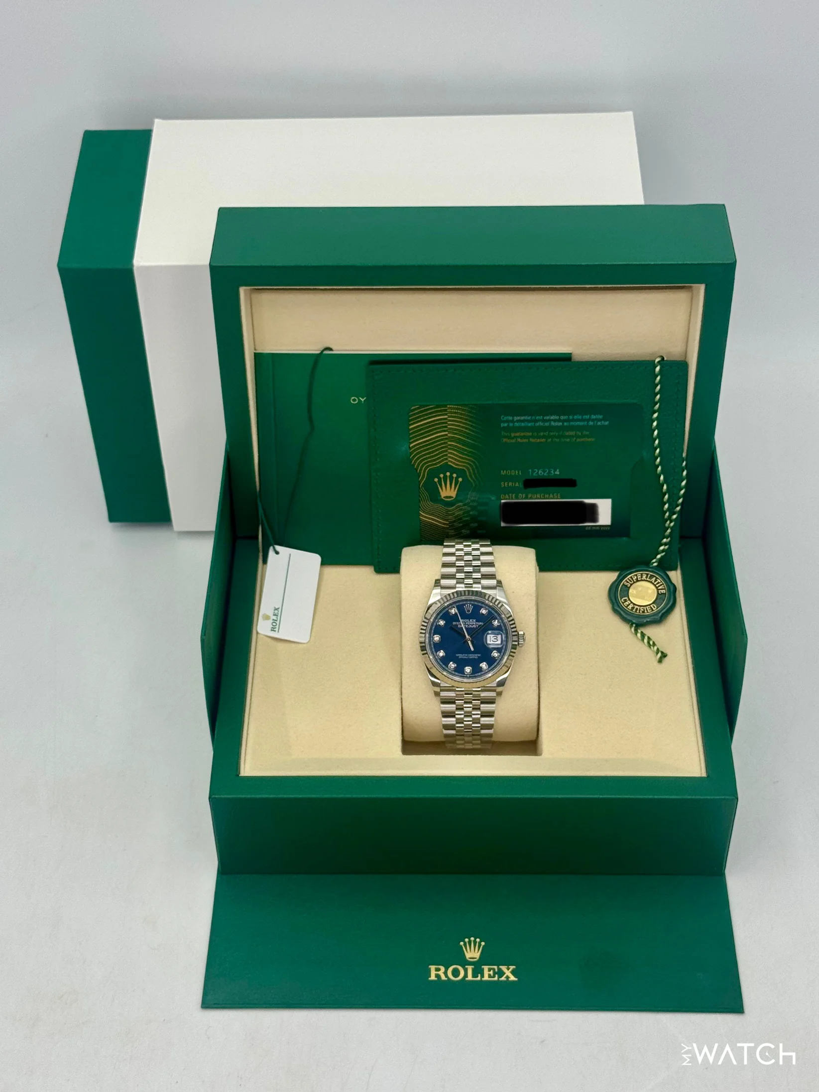 NEW 2026 Rolex Datejust 36mm 126234 Stainless Steel Jubilee Blue Diamond Dial - Image 9