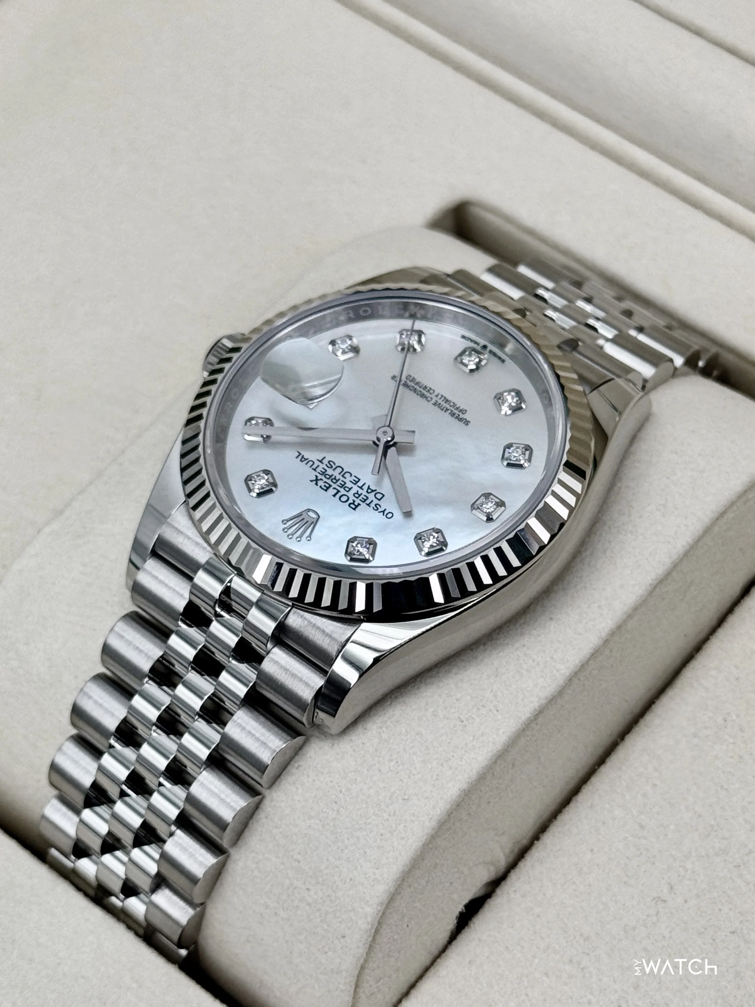 NEW 2026 Rolex Datejust 36mm 126234 Stainless Steel MOP Diamond Dial (STICKERED) - Image 7