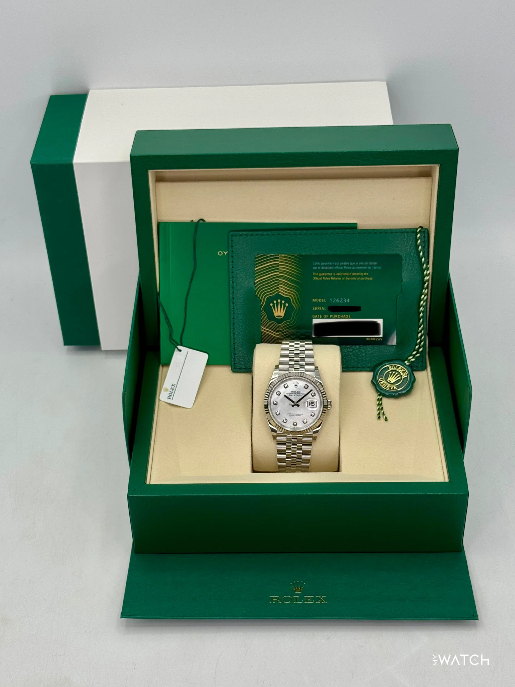 NEW 2026 Rolex Datejust 36mm 126234 Stainless Steel MOP Diamond Dial (STICKERED) - Image 9