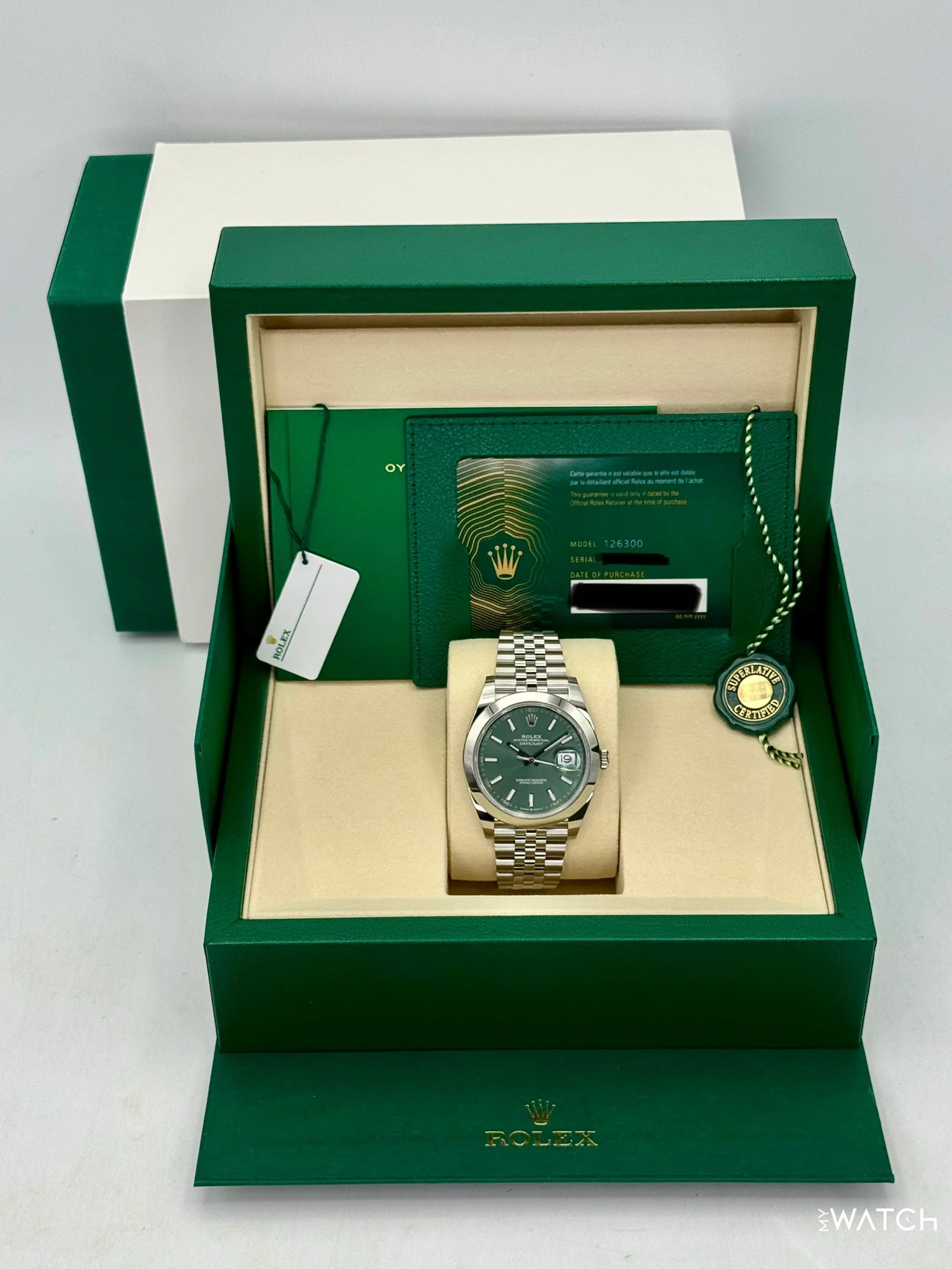 NEW 2026 Rolex Datejust 41mm 126300 Stainless Steel Jubilee Green Dial - Image 9