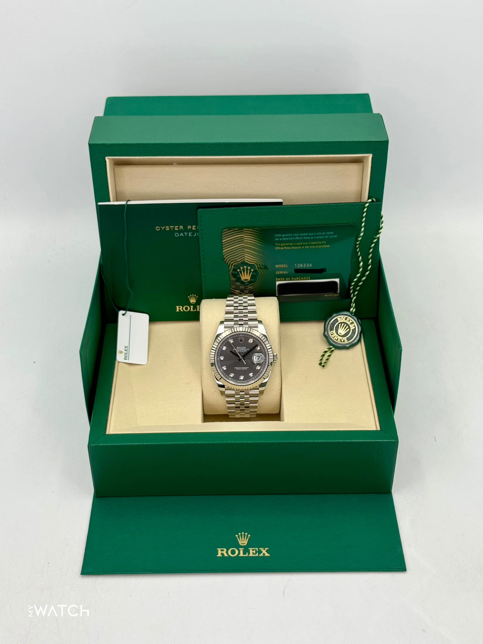 NEW 2026 Rolex Datejust 41mm 126334 Stainless Steel Jubilee Rhodium Diamond Dial - Image 9