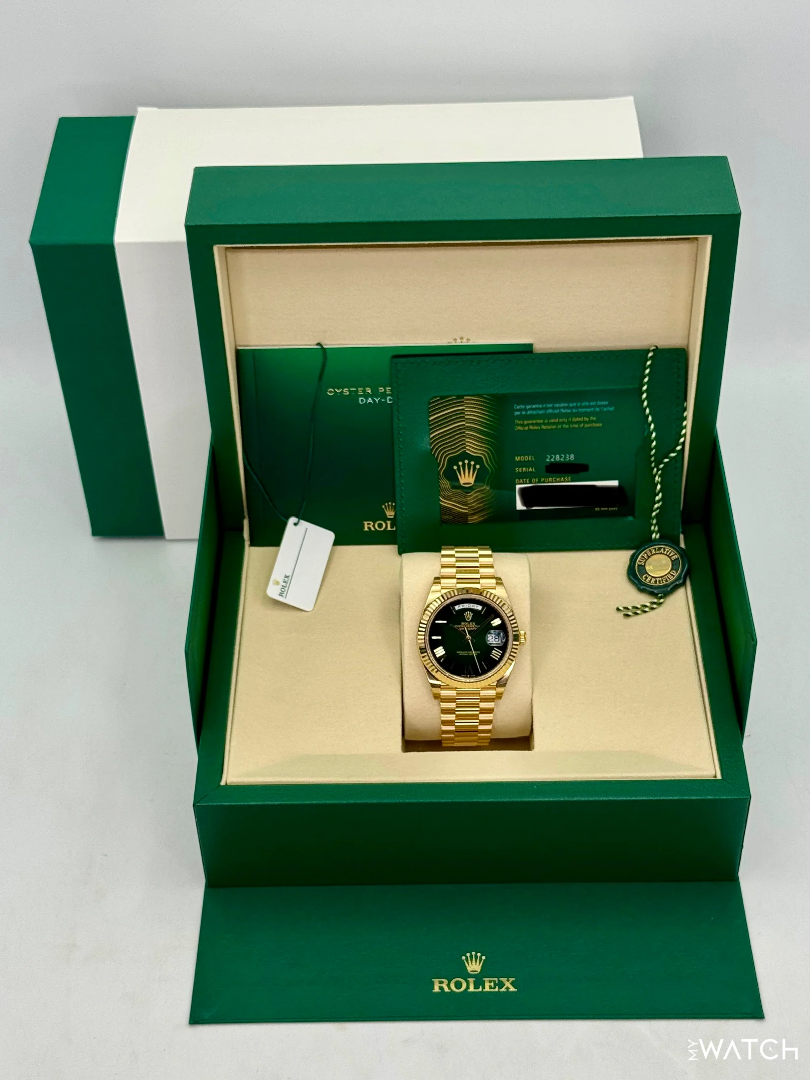 NEW 2026 Rolex Day-Date 40mm 228238 Presidential Green Ombre Dial (STICKERED) - Image 10