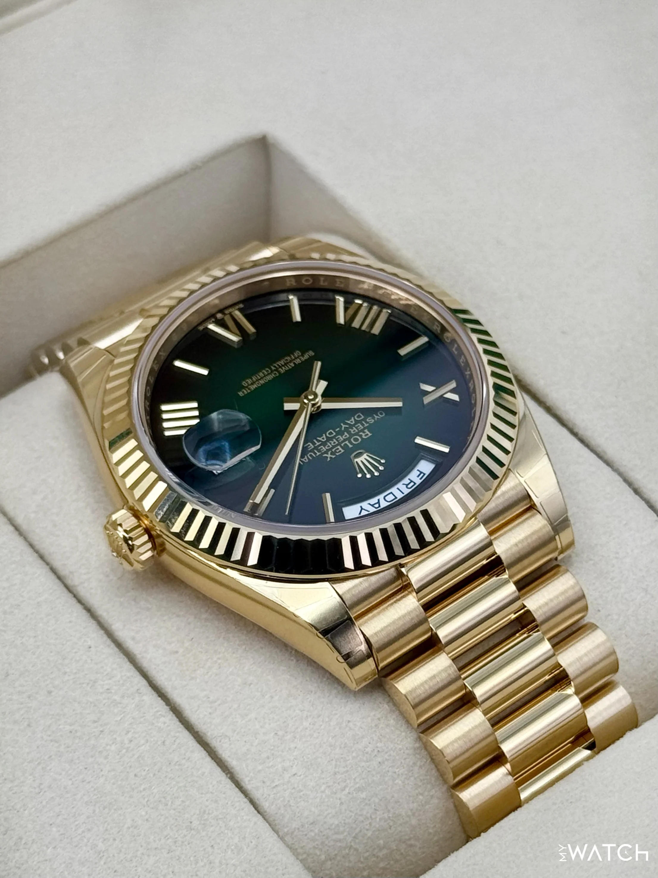 NEW 2026 Rolex Day-Date 40mm 228238 Presidential Green Ombre Dial (STICKERED) - Image 8