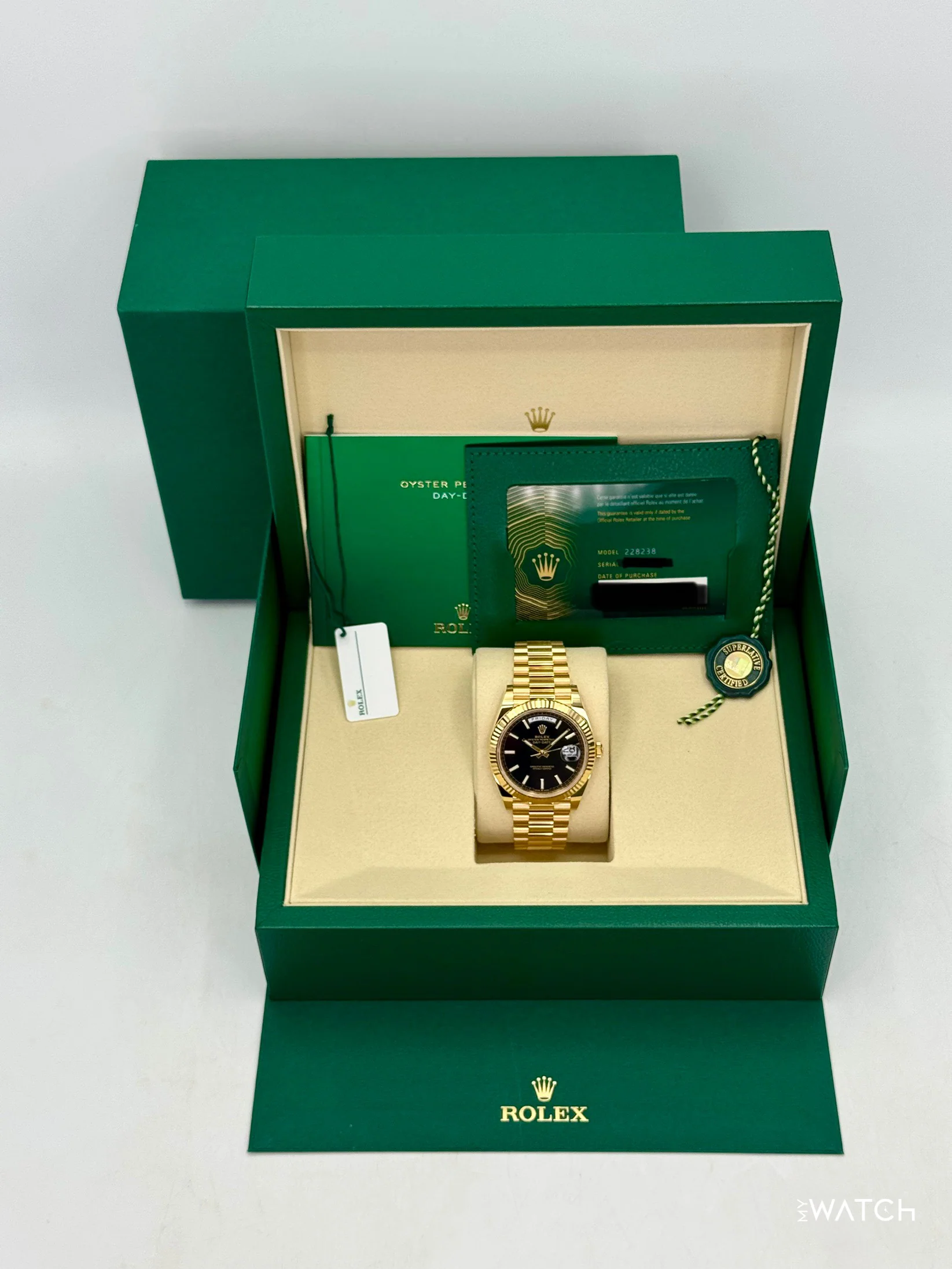 NEW 2026 Rolex Day-Date 40mm 228238 Yellow Gold Black Dial - Image 9