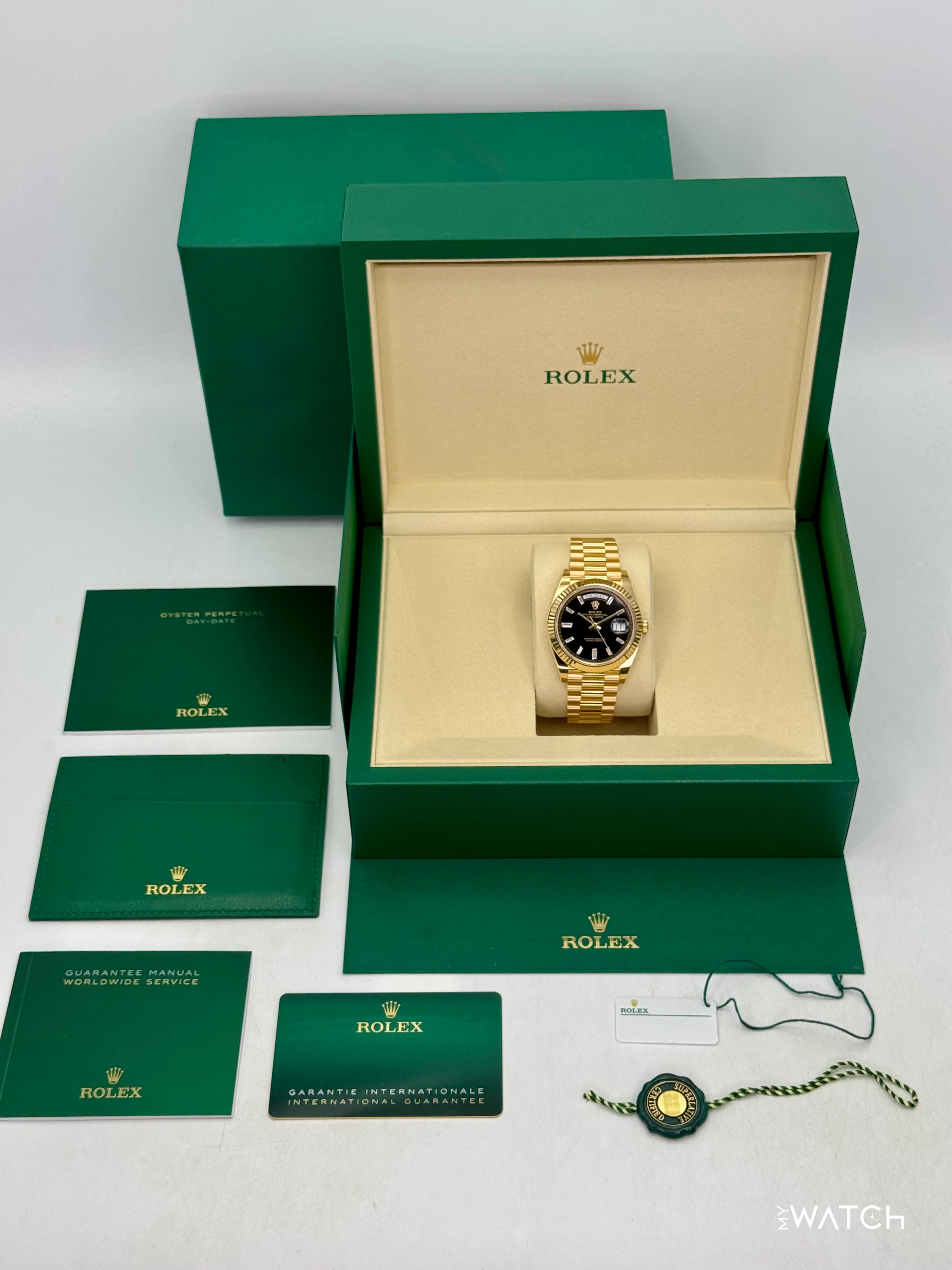 NEW 2026 Rolex Day-Date 40mm 228238 Yellow Gold Black Diamond Dial - Image 10