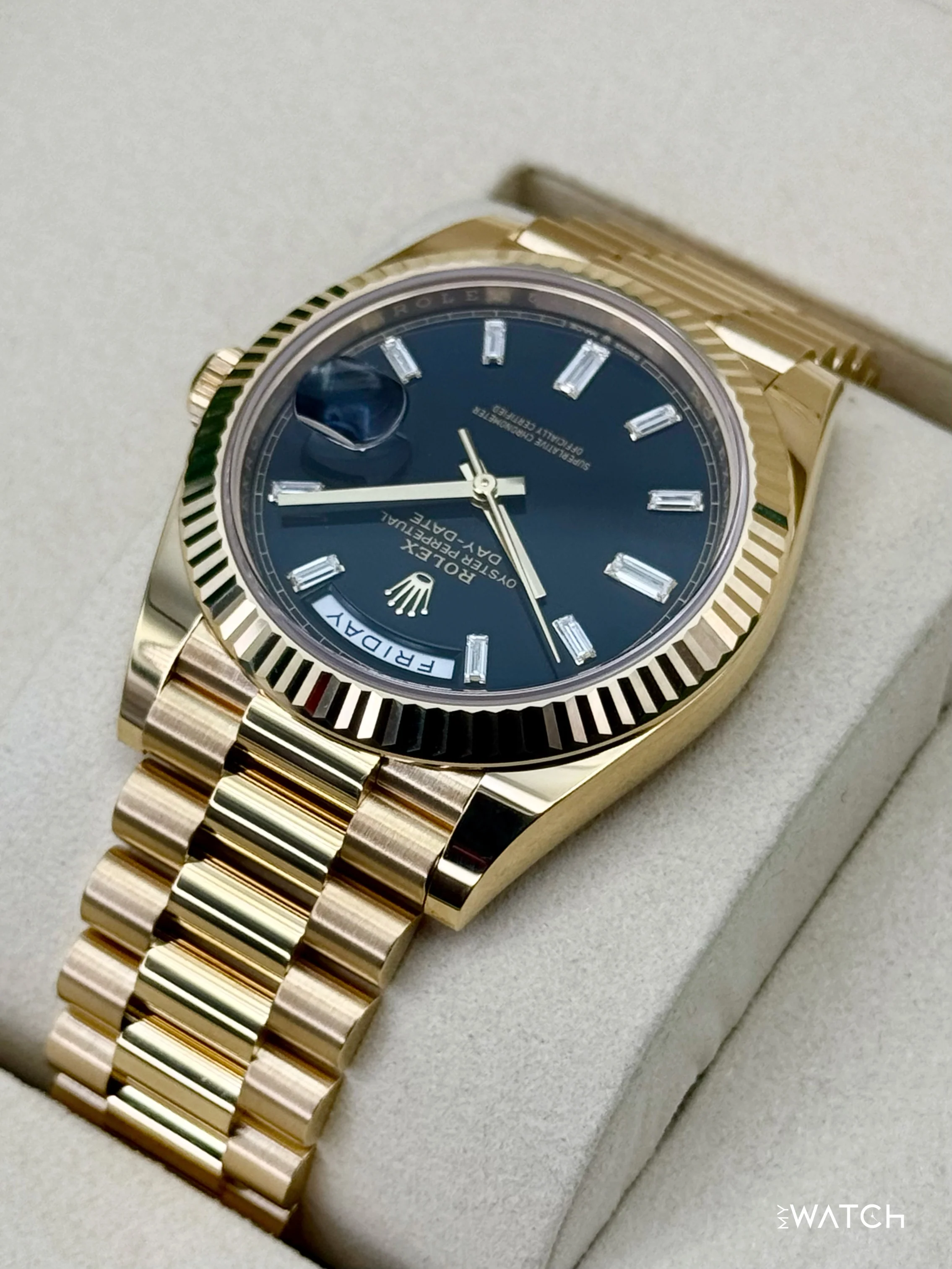 NEW 2026 Rolex Day-Date 40mm 228238 Yellow Gold Black Diamond Dial - Image 7
