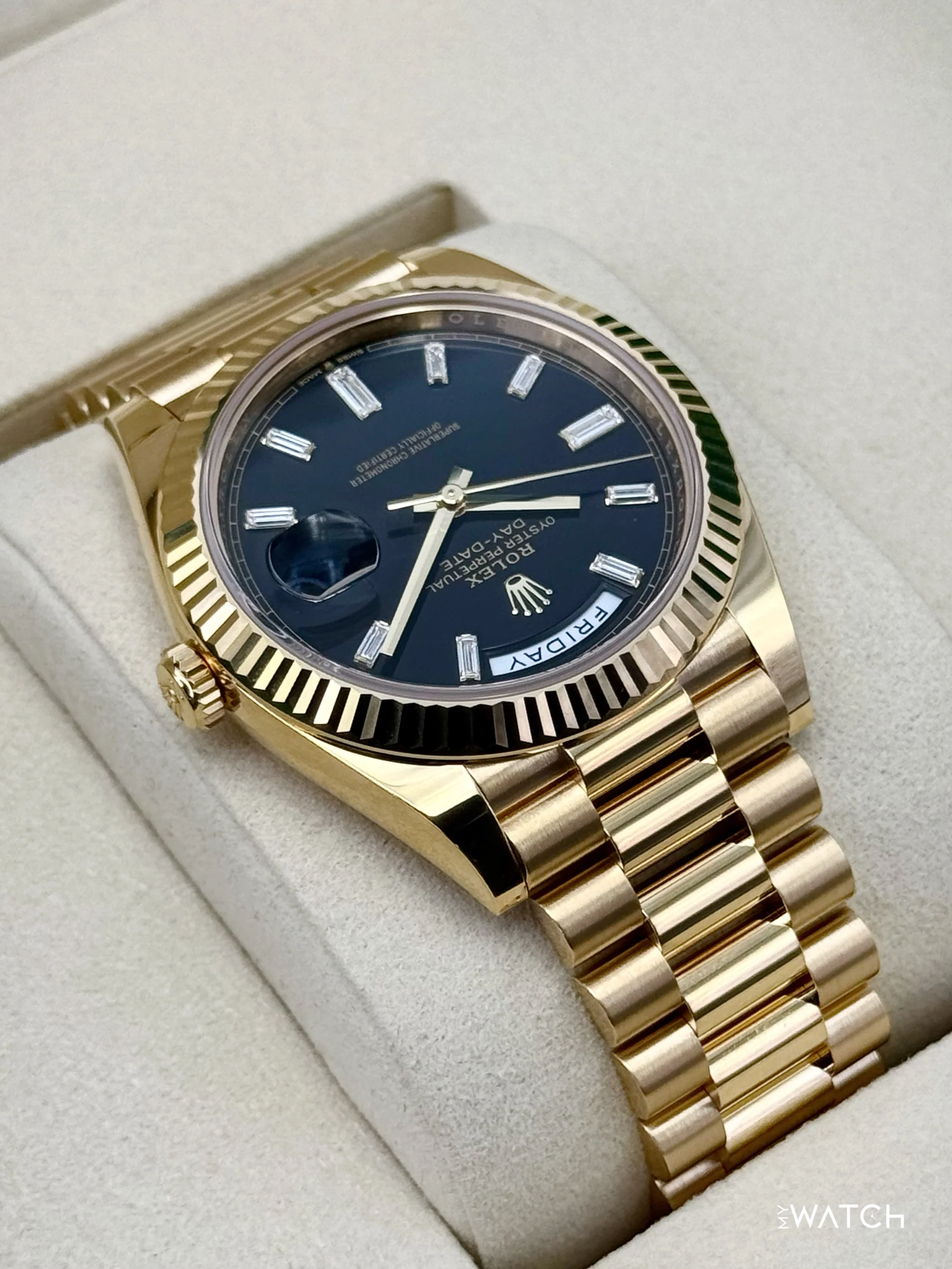 NEW 2026 Rolex Day-Date 40mm 228238 Yellow Gold Black Diamond Dial - Image 8