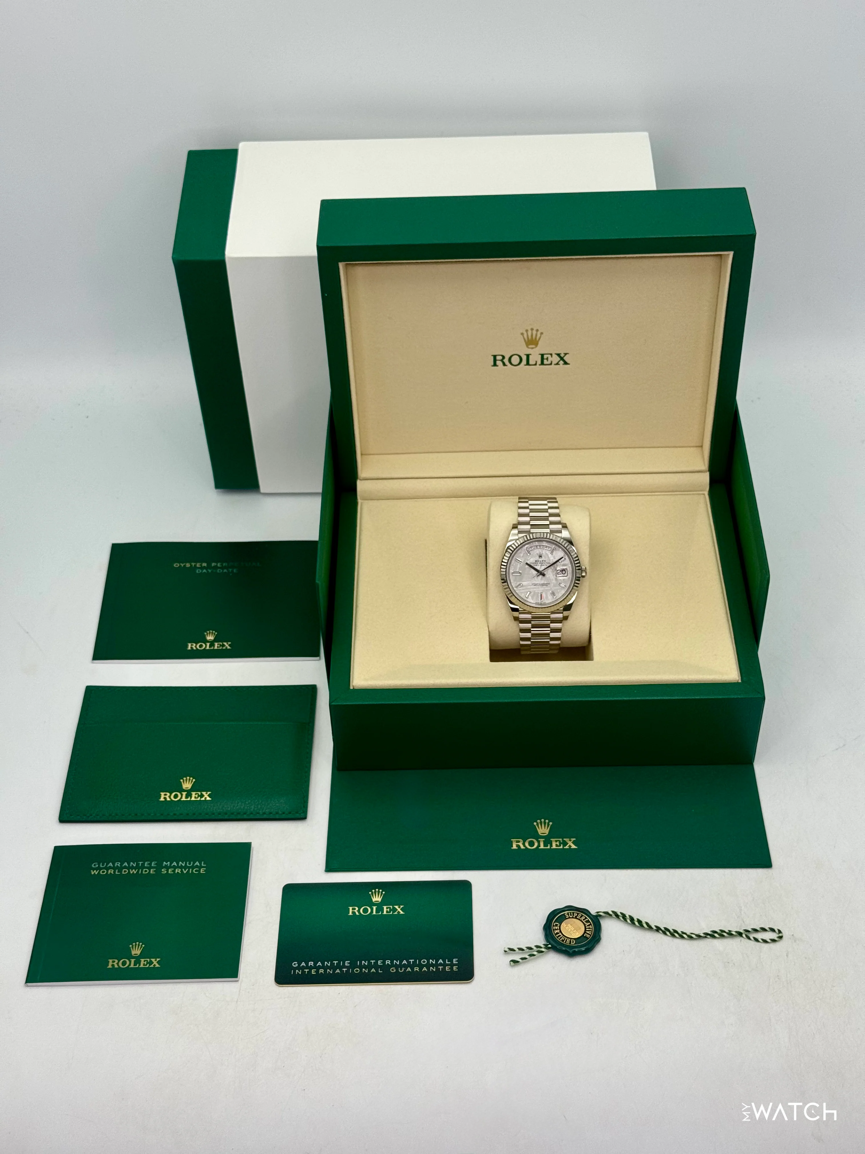 NEW 2026 Rolex Day-Date 40mm 228239 Presidential White Gold Meteorite Diamond Dial - Image 10