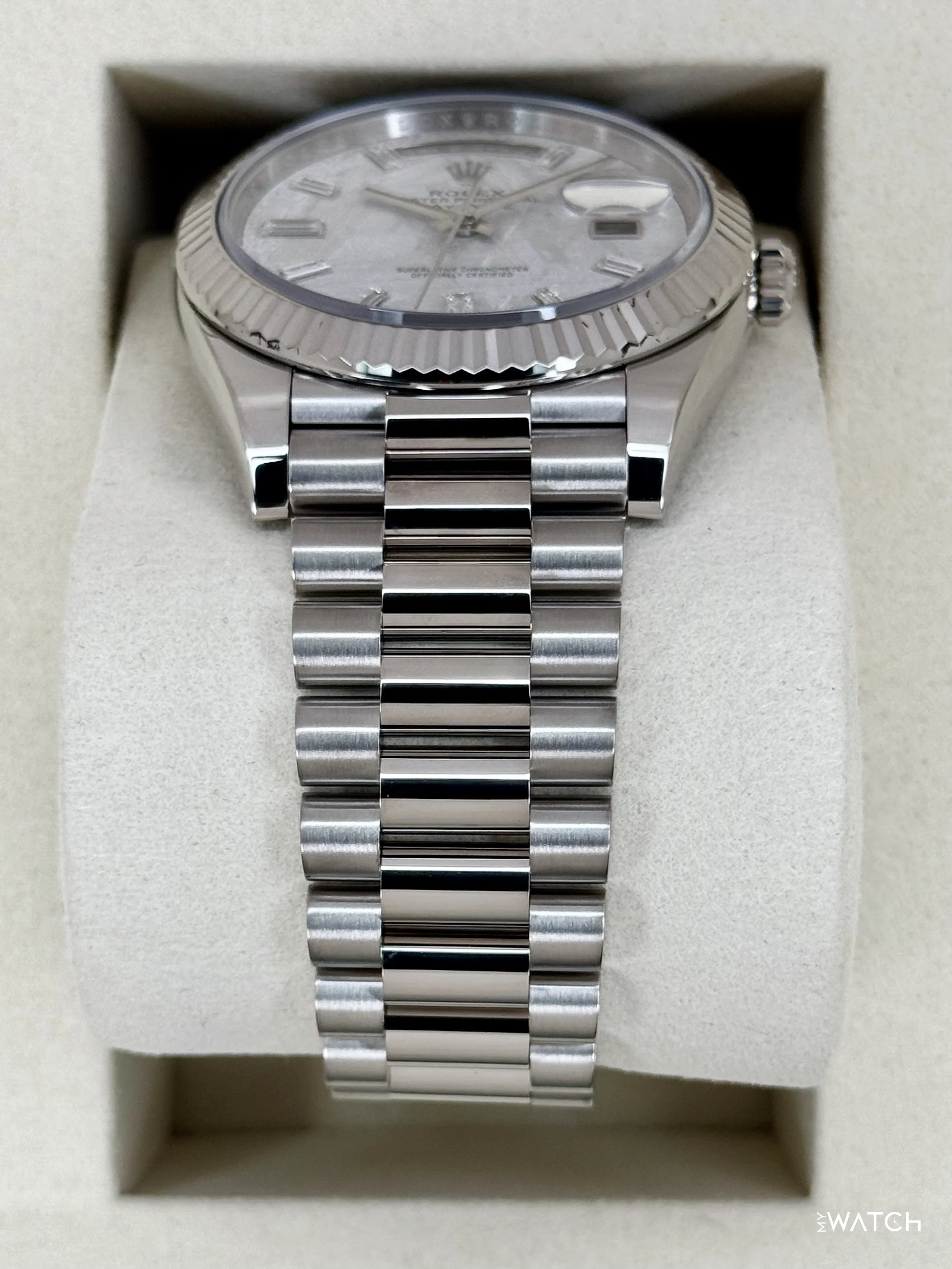 NEW 2026 Rolex Day-Date 40mm 228239 Presidential White Gold Meteorite Diamond Dial - Image 3