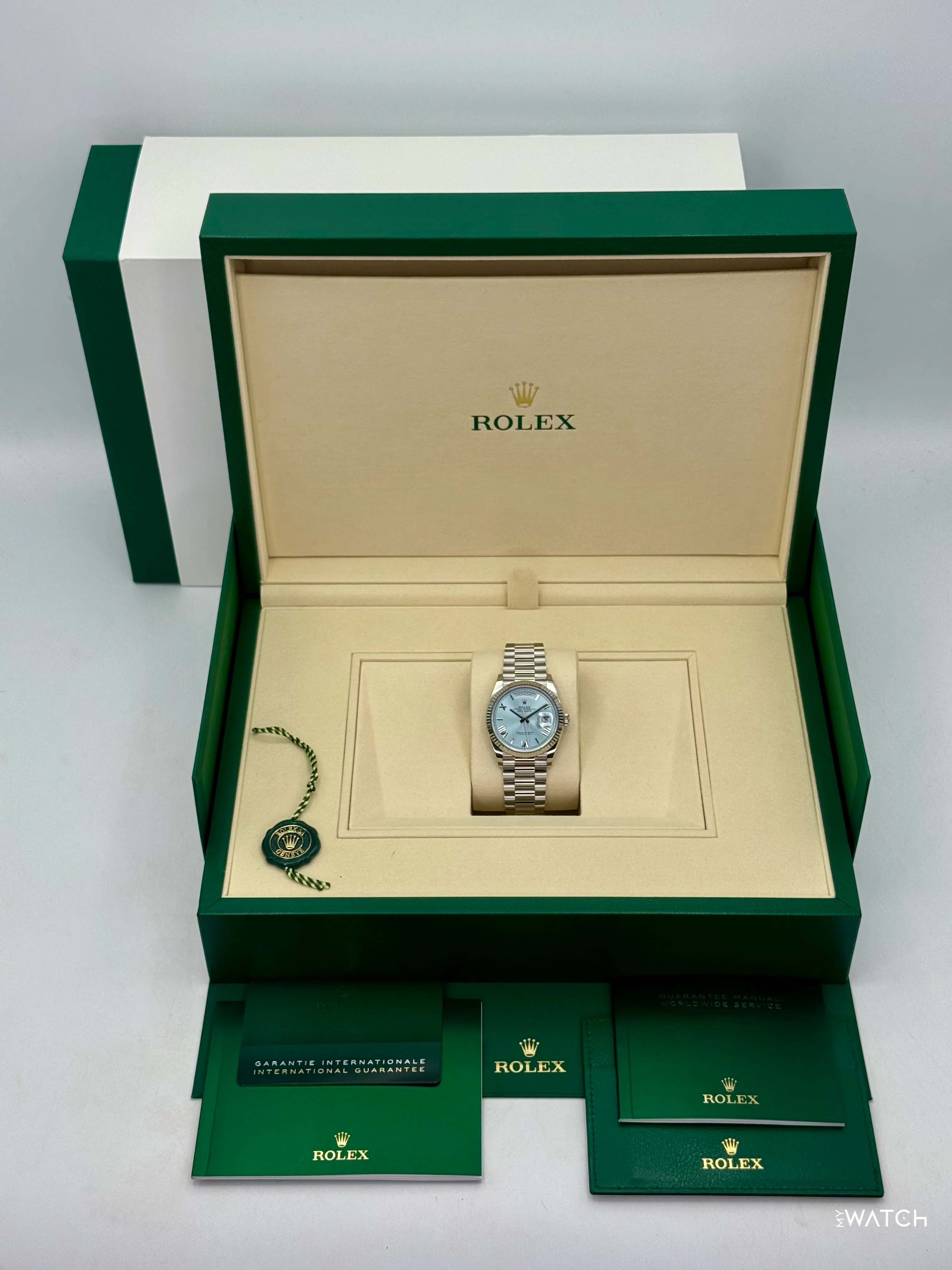 NEW 2026 Rolex Day-Date Platinum 36mm 128236 Ice Blue Roman Dial - Image 10