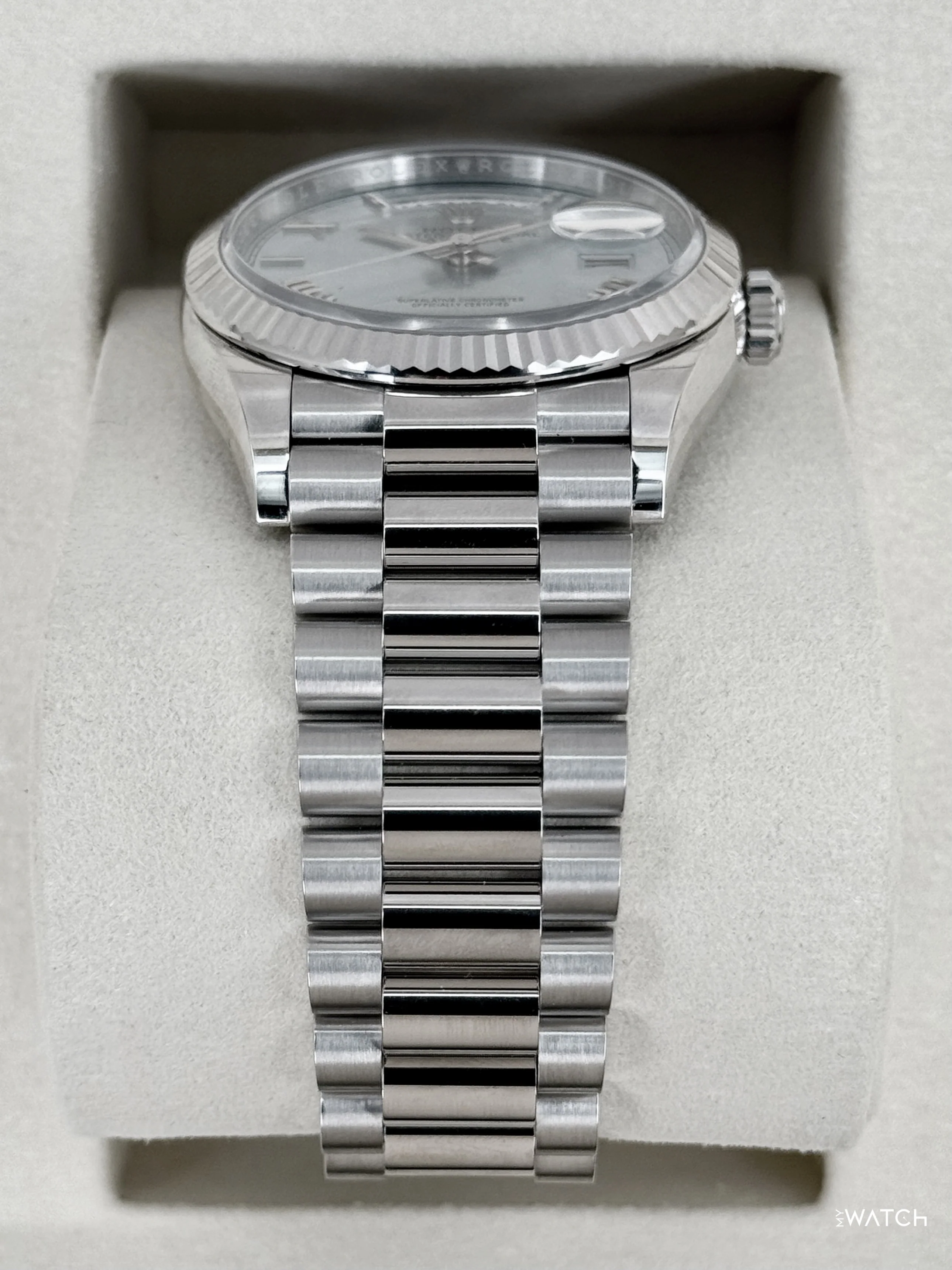 NEW 2026 Rolex Day-Date Platinum 36mm 128236 Ice Blue Roman Dial - Image 3