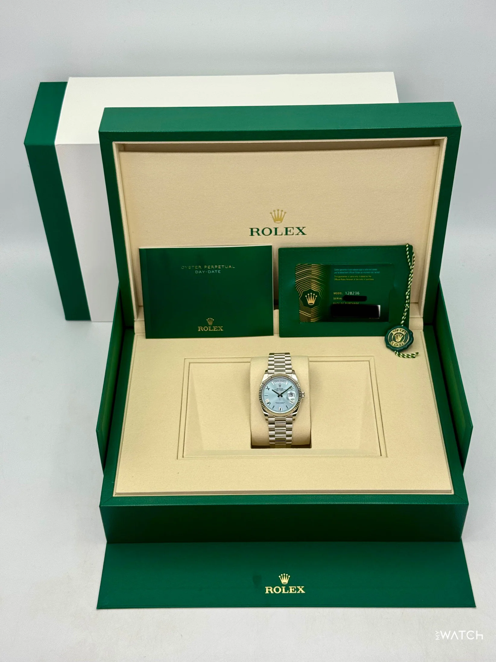 NEW 2026 Rolex Day-Date Platinum 36mm 128236 Ice Blue Roman Dial - Image 9