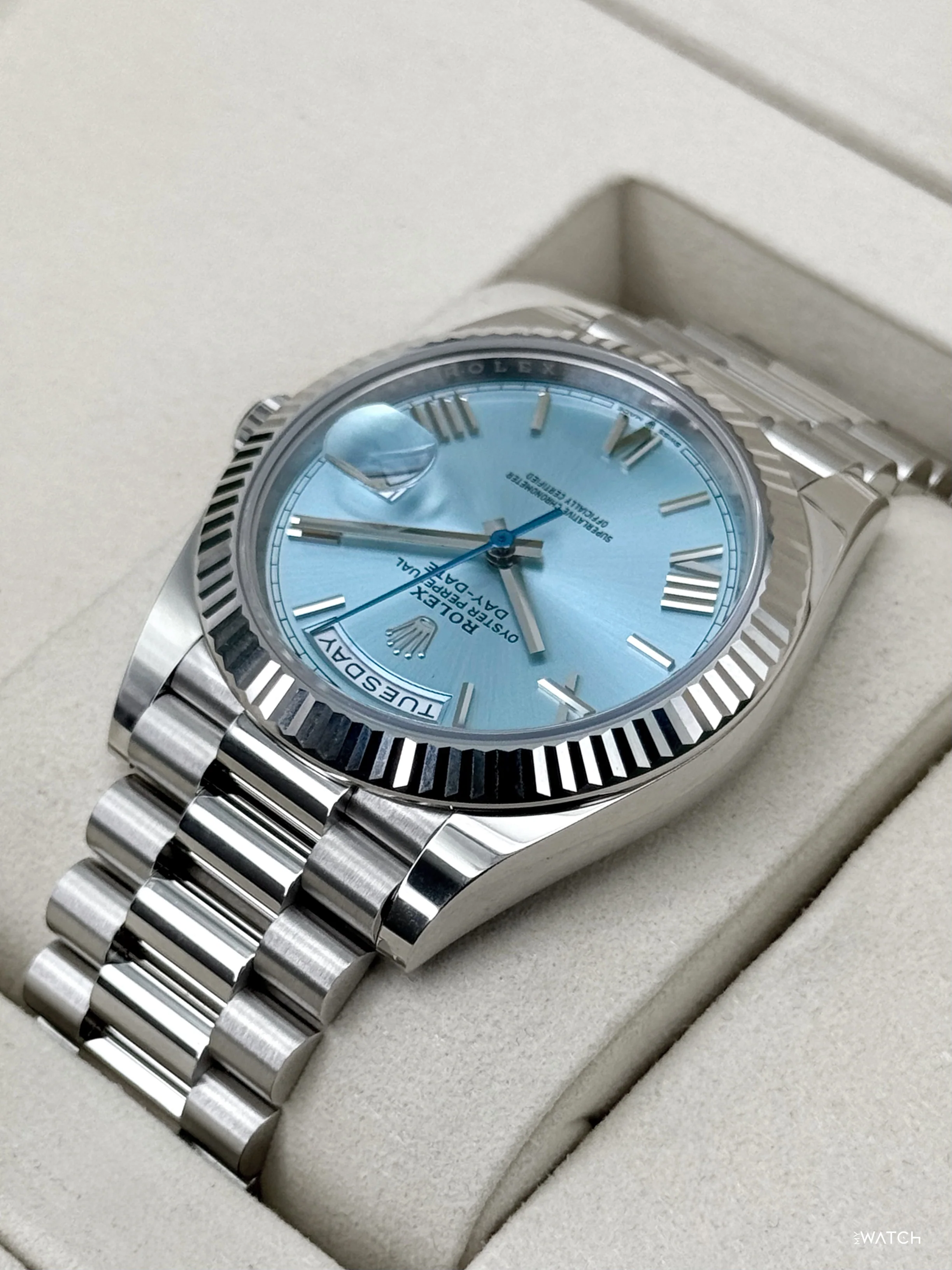 NEW 2026 Rolex Day-Date Platinum 40mm 228236 Ice Blue Roman Dial - Image 7