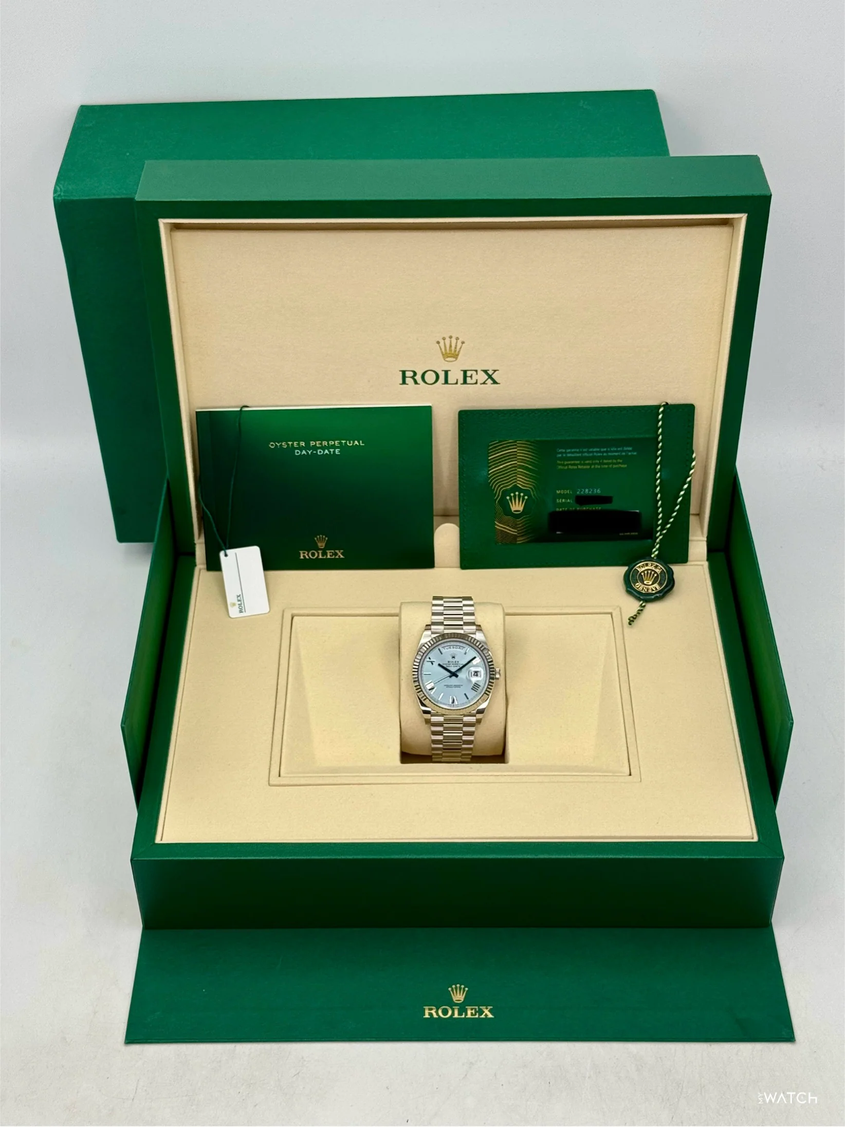 NEW 2026 Rolex Day-Date Platinum 40mm 228236 Ice Blue Roman Dial - Image 9