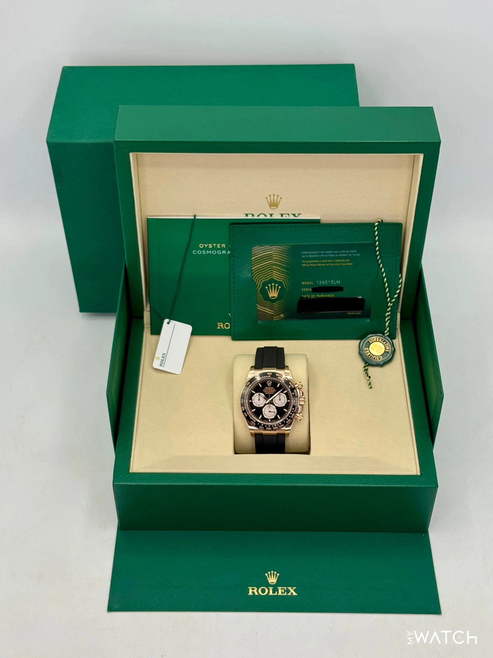 NEW 2026 Rolex Daytona 40mm 126515LN Rose Gold Oysterflex Black Dial - Image 9