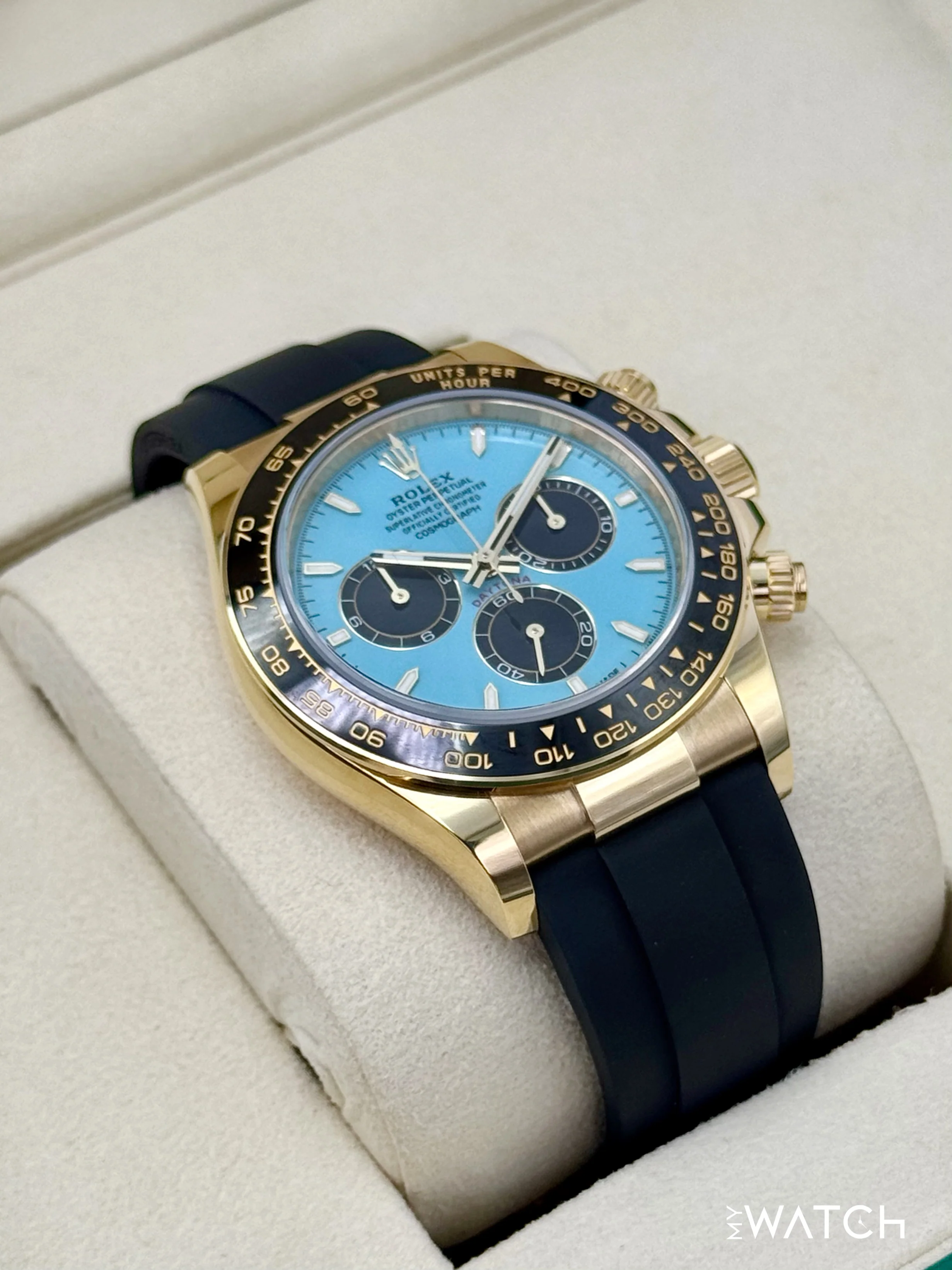 NEW 2026 Rolex Daytona 40mm 126518LN Yellow Gold Oysterflex Turquoise Dial - Image 6
