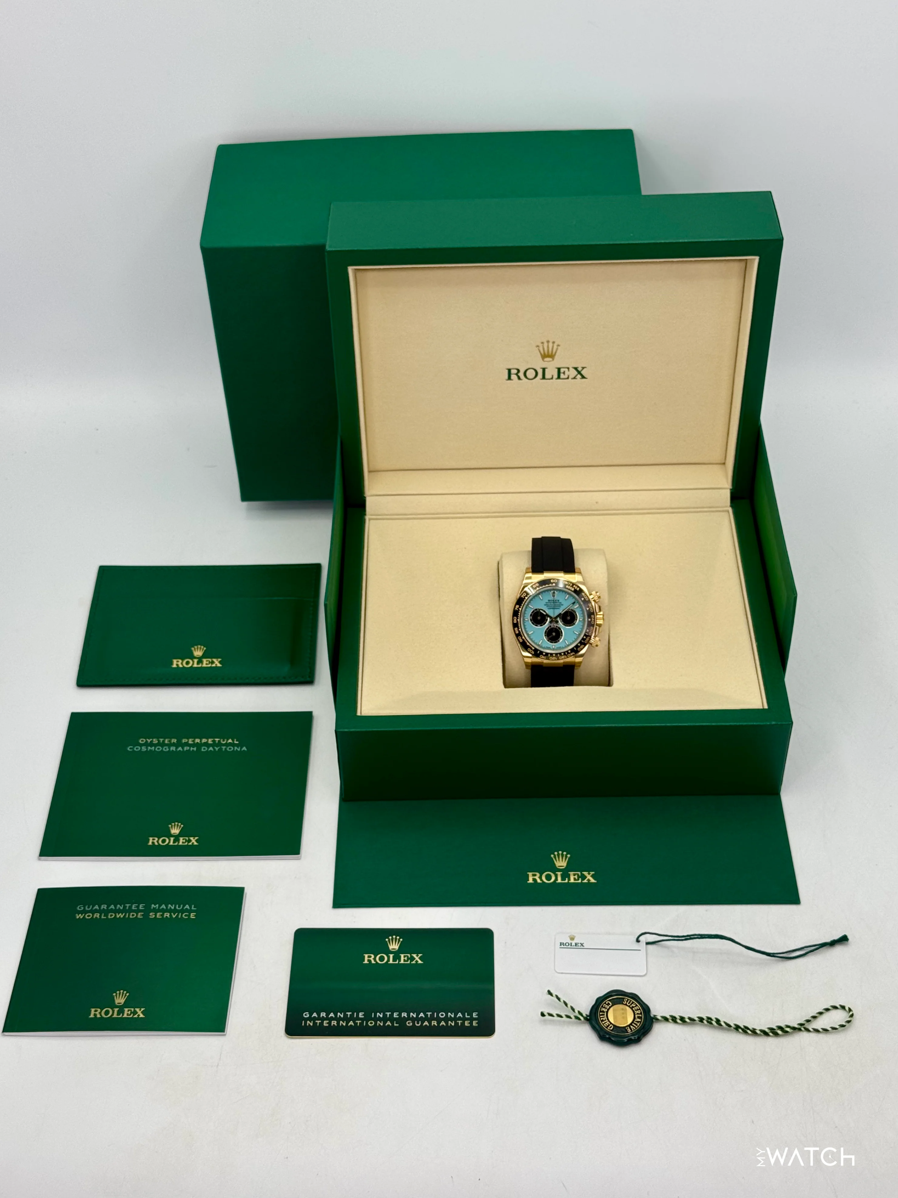 NEW 2026 Rolex Daytona 40mm 126518LN Yellow Gold Oysterflex Turquoise Dial (STICKERED) - Image 10