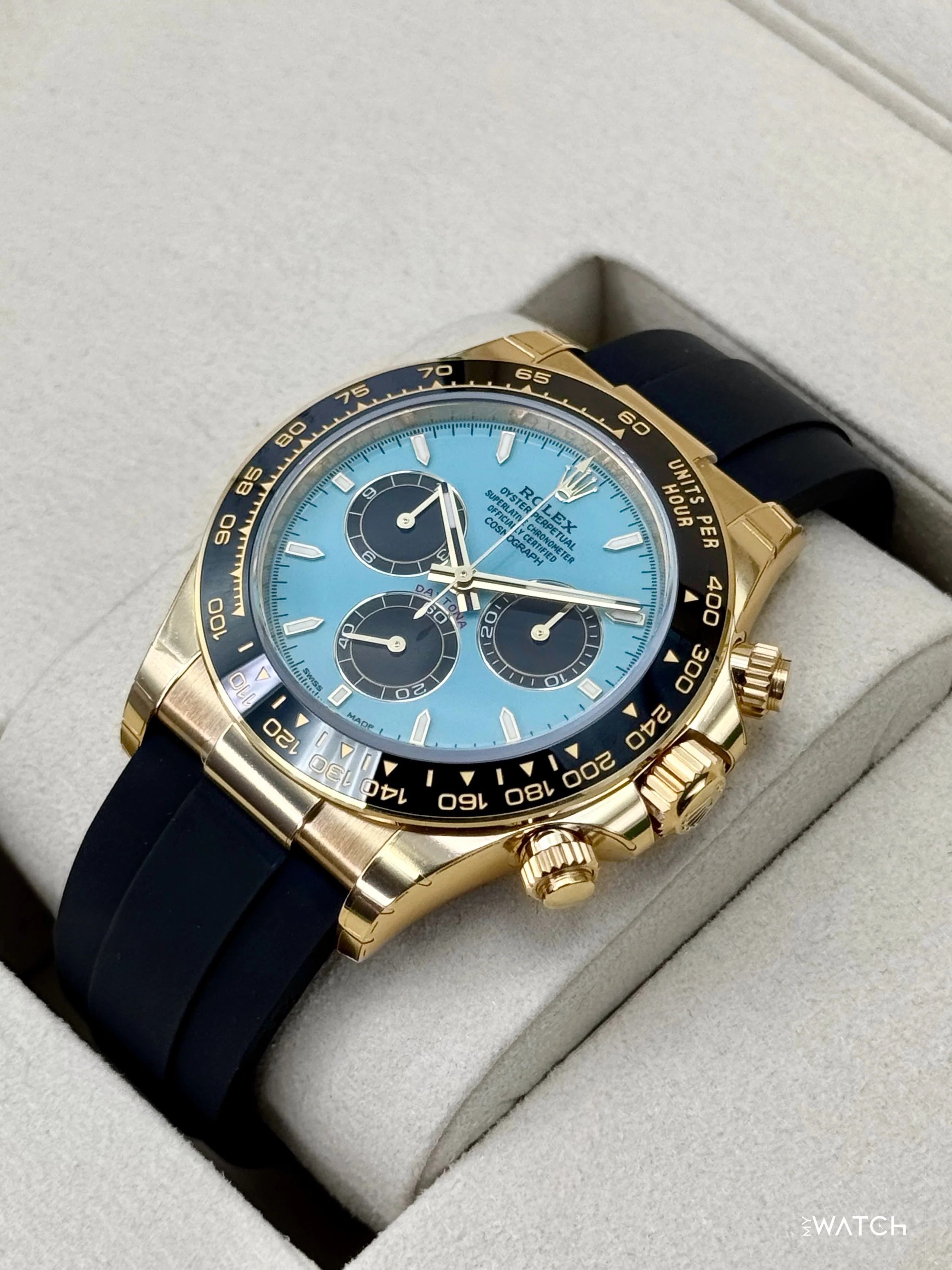 NEW 2026 Rolex Daytona 40mm 126518LN Yellow Gold Oysterflex Turquoise Dial (STICKERED) - Image 5