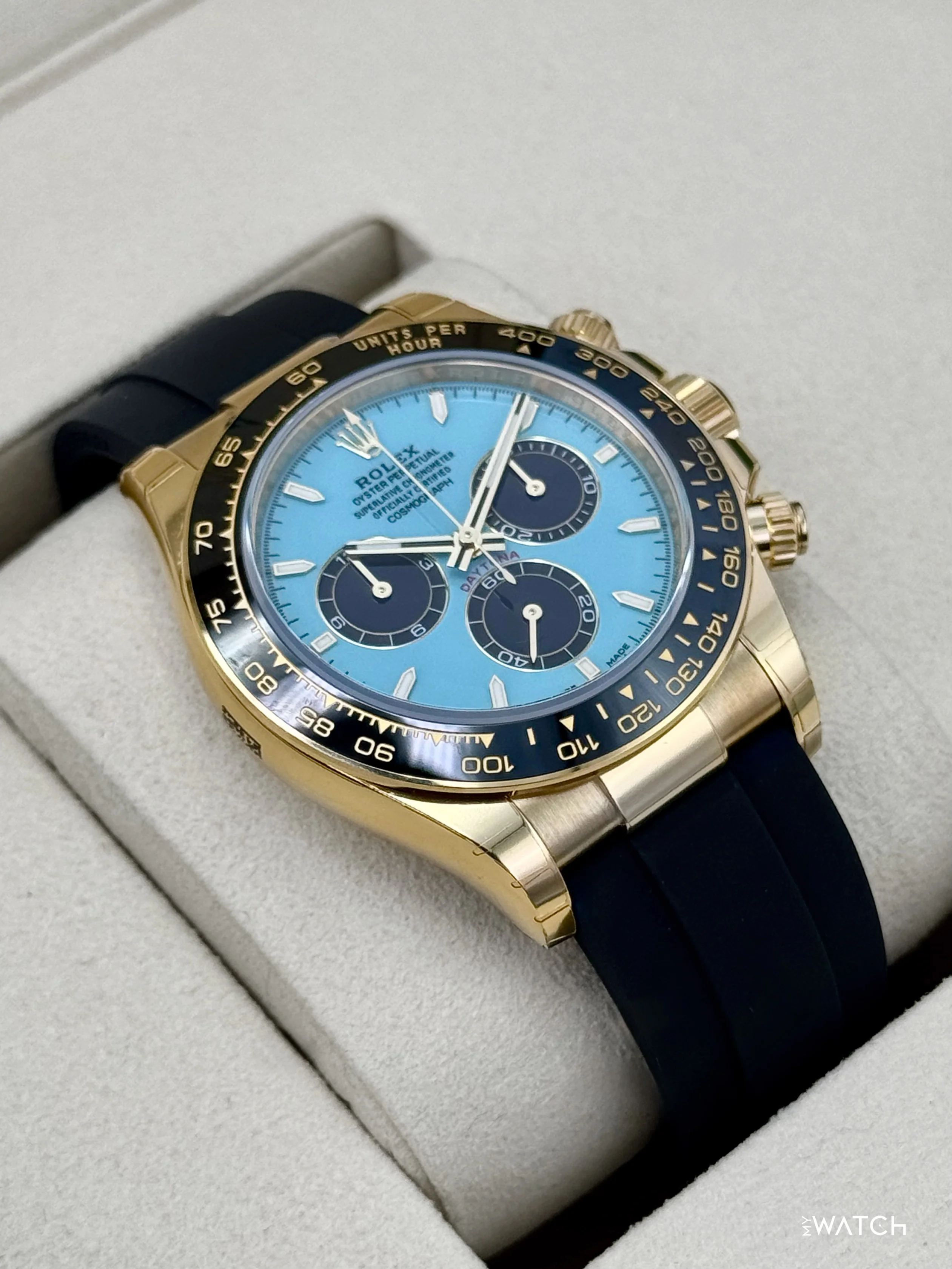 NEW 2026 Rolex Daytona 40mm 126518LN Yellow Gold Oysterflex Turquoise Dial (STICKERED) - Image 6