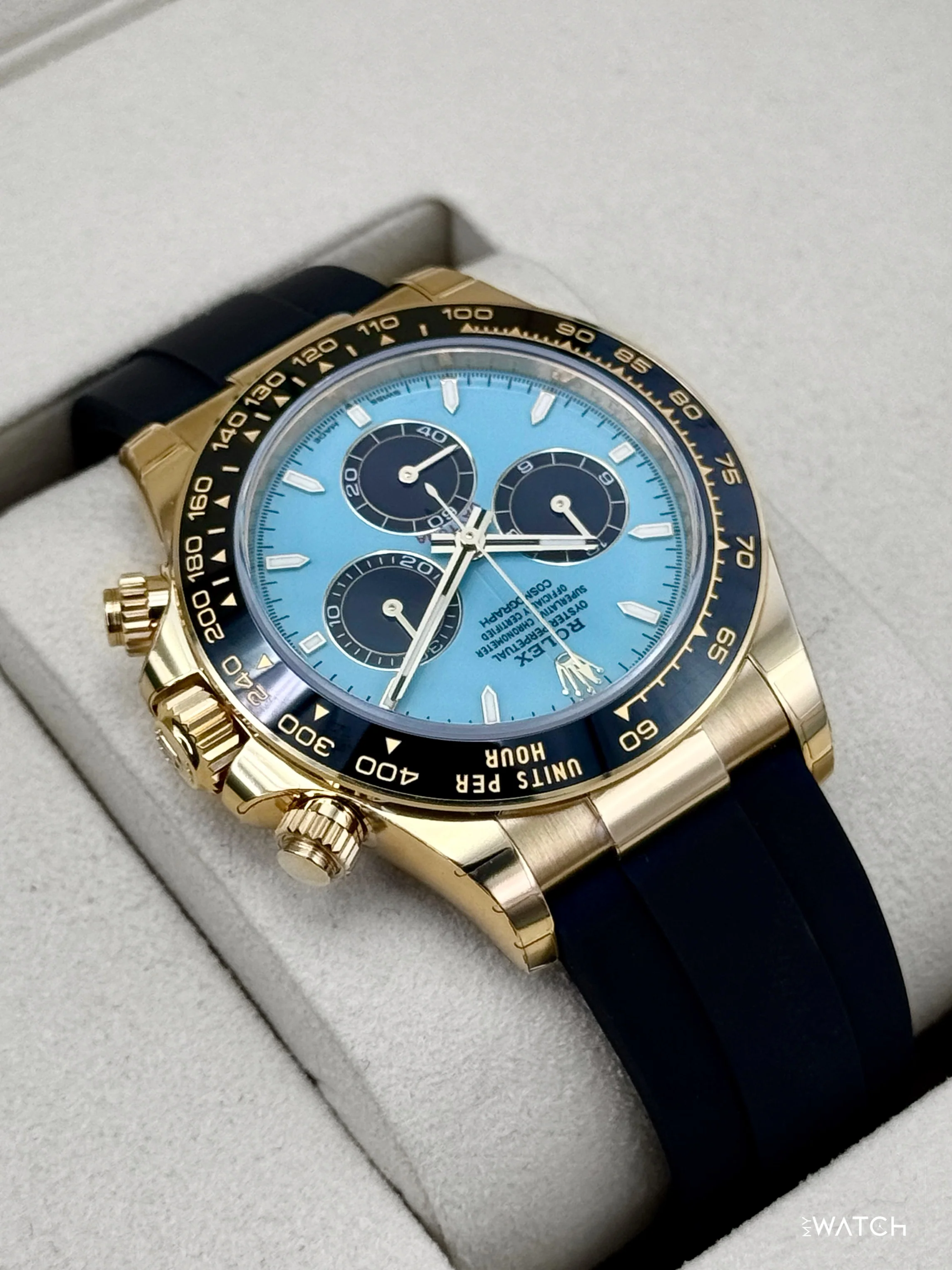 NEW 2026 Rolex Daytona 40mm 126518LN Yellow Gold Oysterflex Turquoise Dial (STICKERED) - Image 8