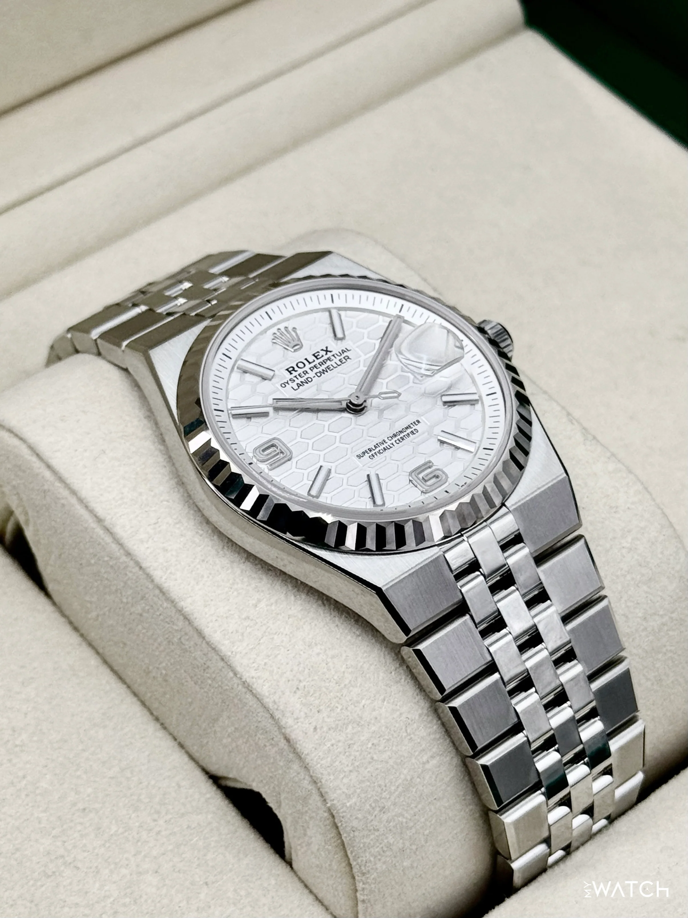 NEW 2026 Rolex Land-Dweller 36mm 127234 Stainless Steel Flat Jubilee White Dial - Image 6