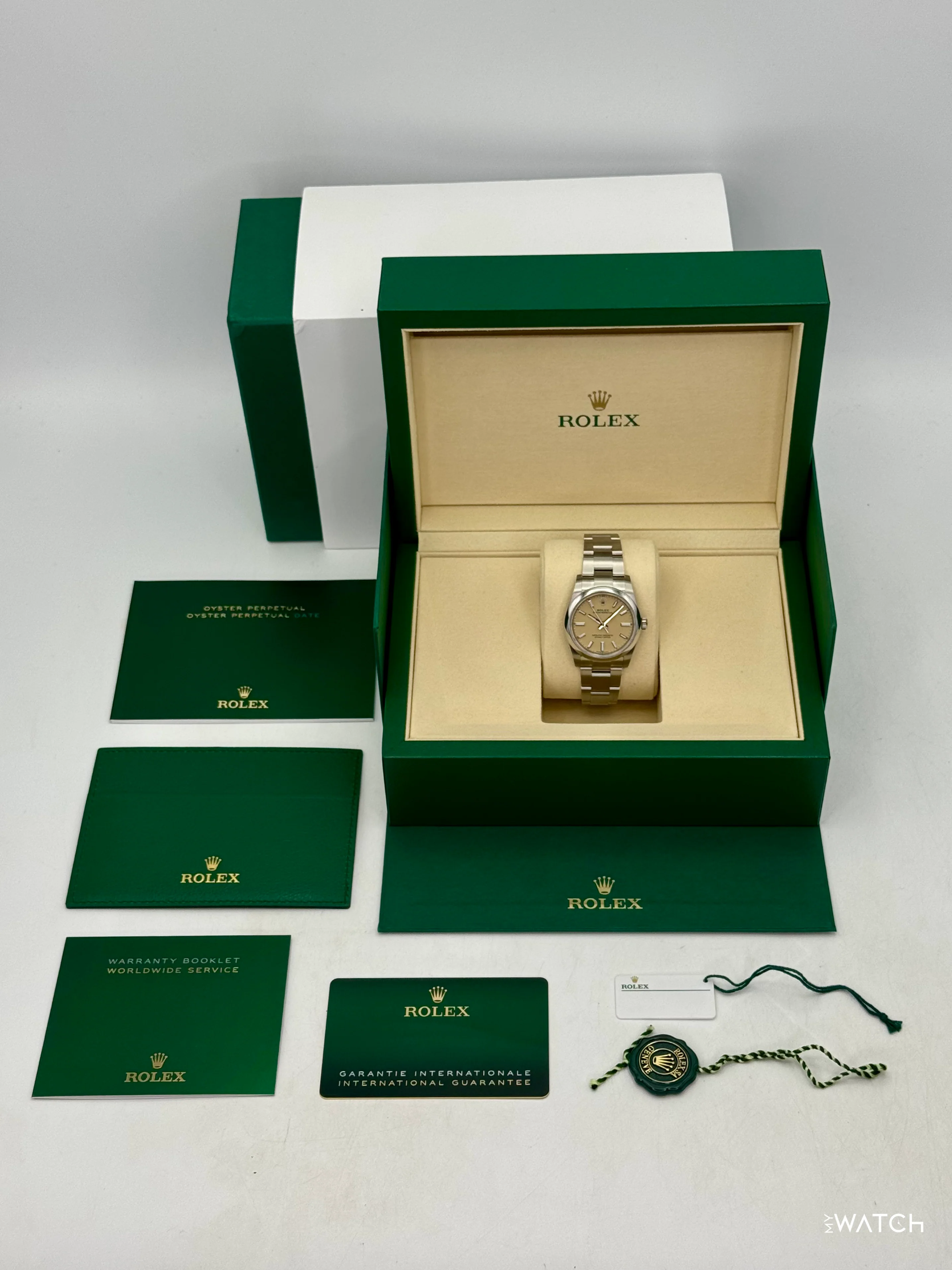 NEW 2026 Rolex Oyster Perpetual 34mm 124200 Stainless Steel Beige Dial - Image 10