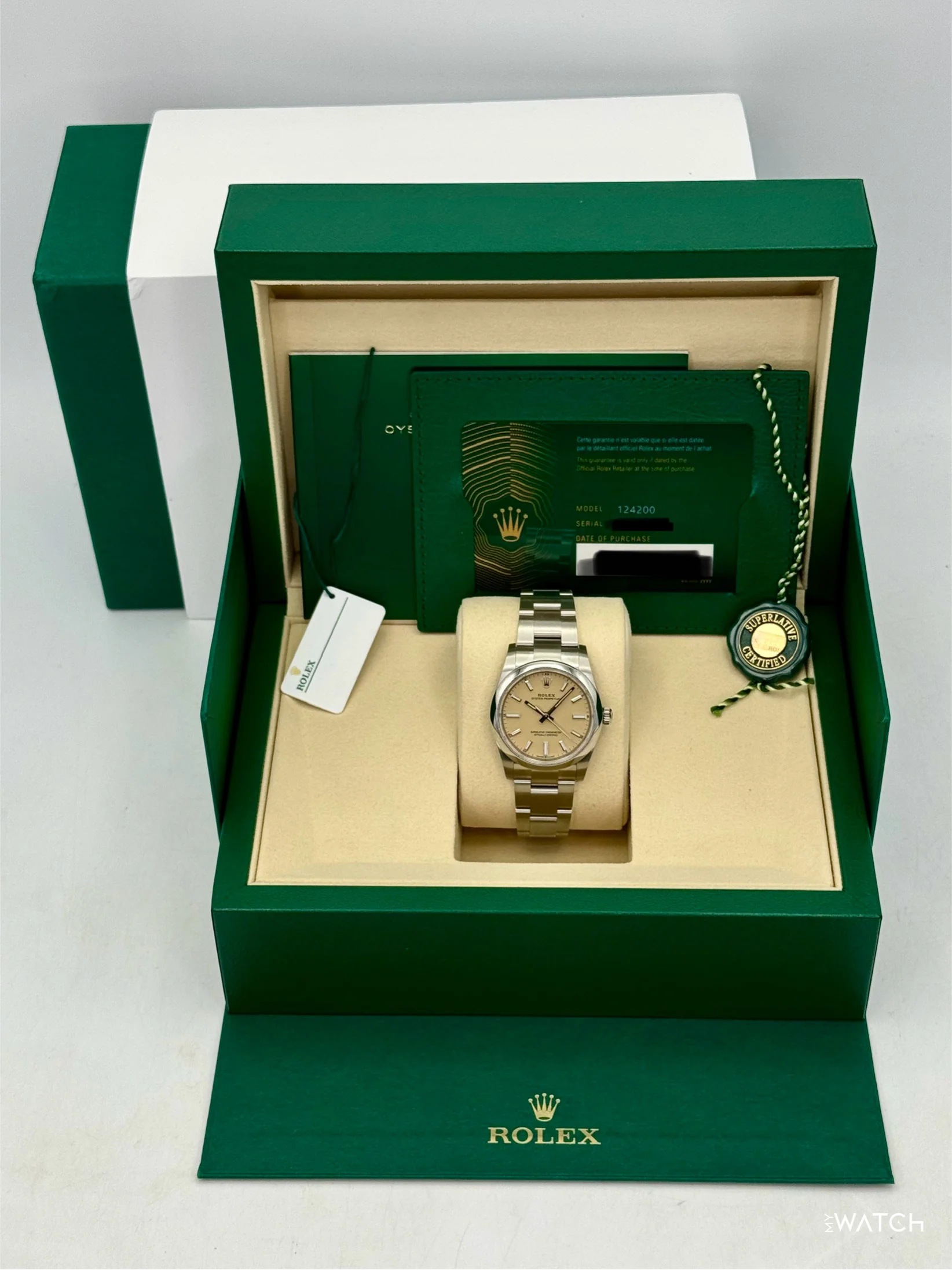 NEW 2026 Rolex Oyster Perpetual 34mm 124200 Stainless Steel Beige Dial - Image 9