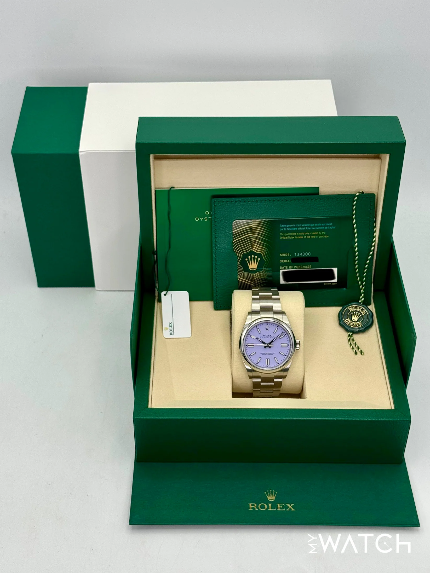 NEW 2025 Rolex Oyster Perpetual 41mm 134300 Lavender Dial (STICKERED) - Image 9