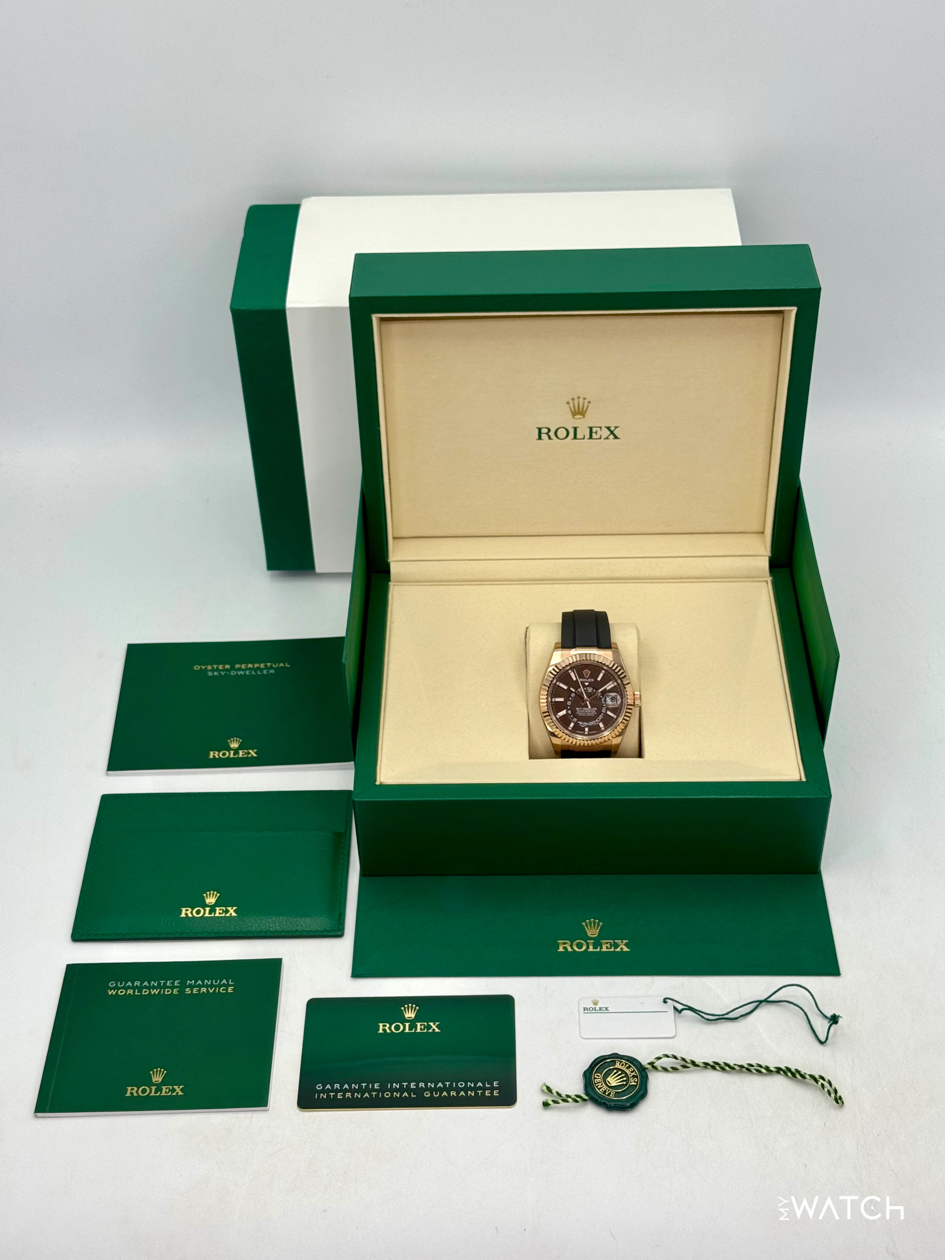 NEW 2026 Rolex Sky-Dweller 42mm 336235 Rose Gold Oysterflex Chocolate Dial (STICKERED) - Image 10