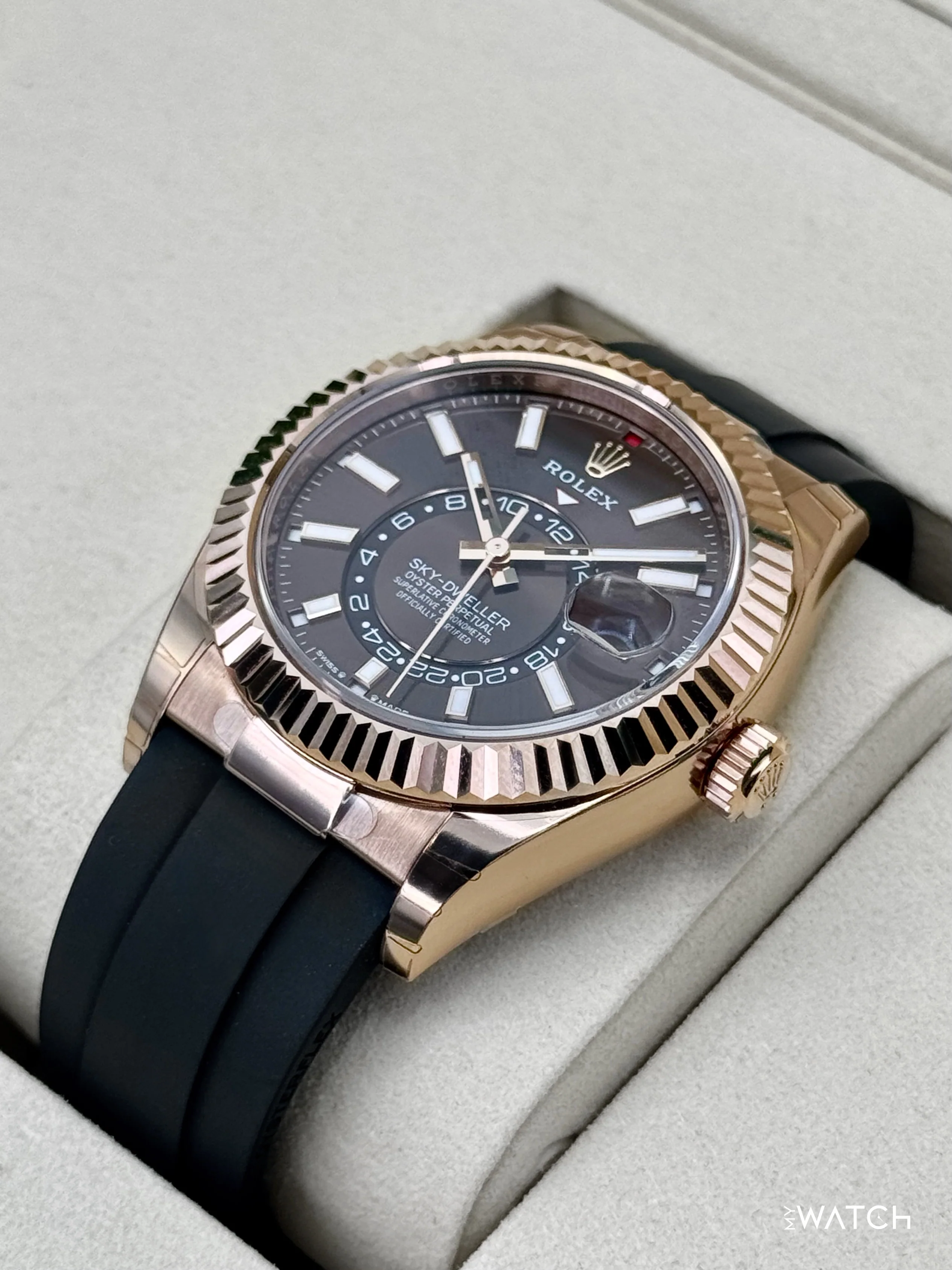 NEW 2026 Rolex Sky-Dweller 42mm 336235 Rose Gold Oysterflex Chocolate Dial (STICKERED) - Image 5