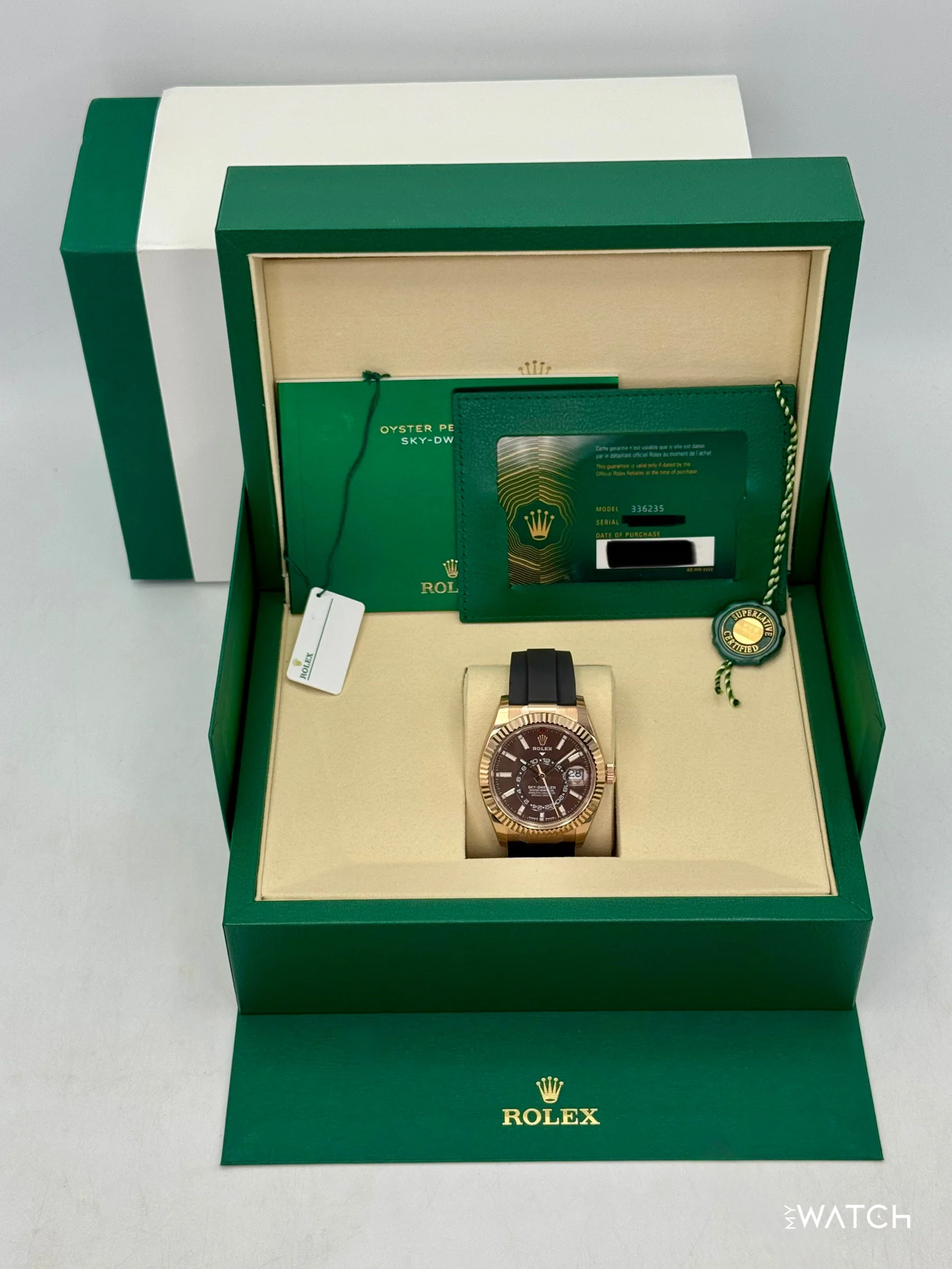 NEW 2026 Rolex Sky-Dweller 42mm 336235 Rose Gold Oysterflex Chocolate Dial (STICKERED) - Image 9