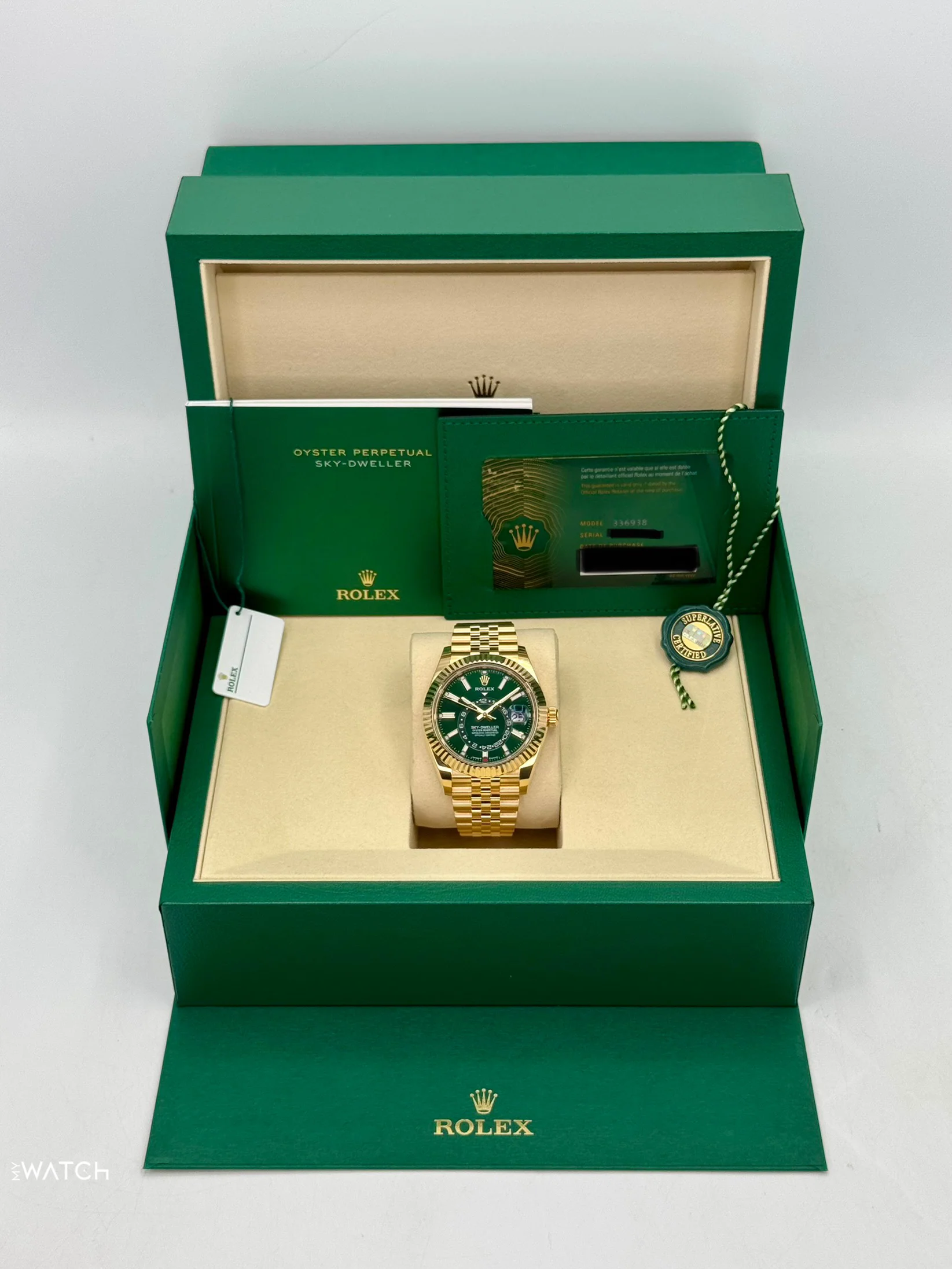 NEW 2026 Rolex Sky-Dweller 42mm 336938 Yellow Gold Jubilee Green Dial - Image 9