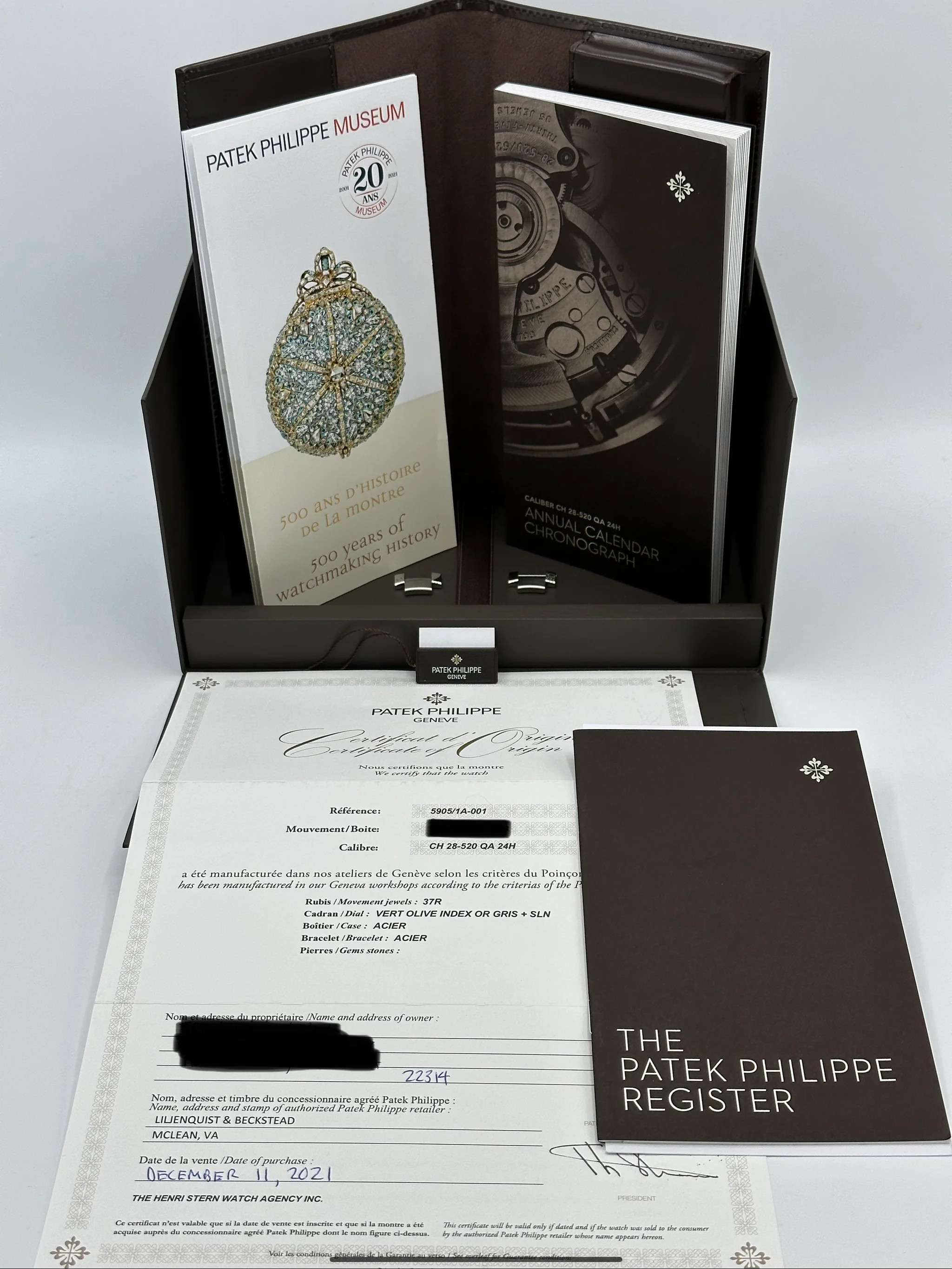 2021 Patek Philippe 42mm 5905/1A Annual Flyback Chronograph Olive Dial - Image 11