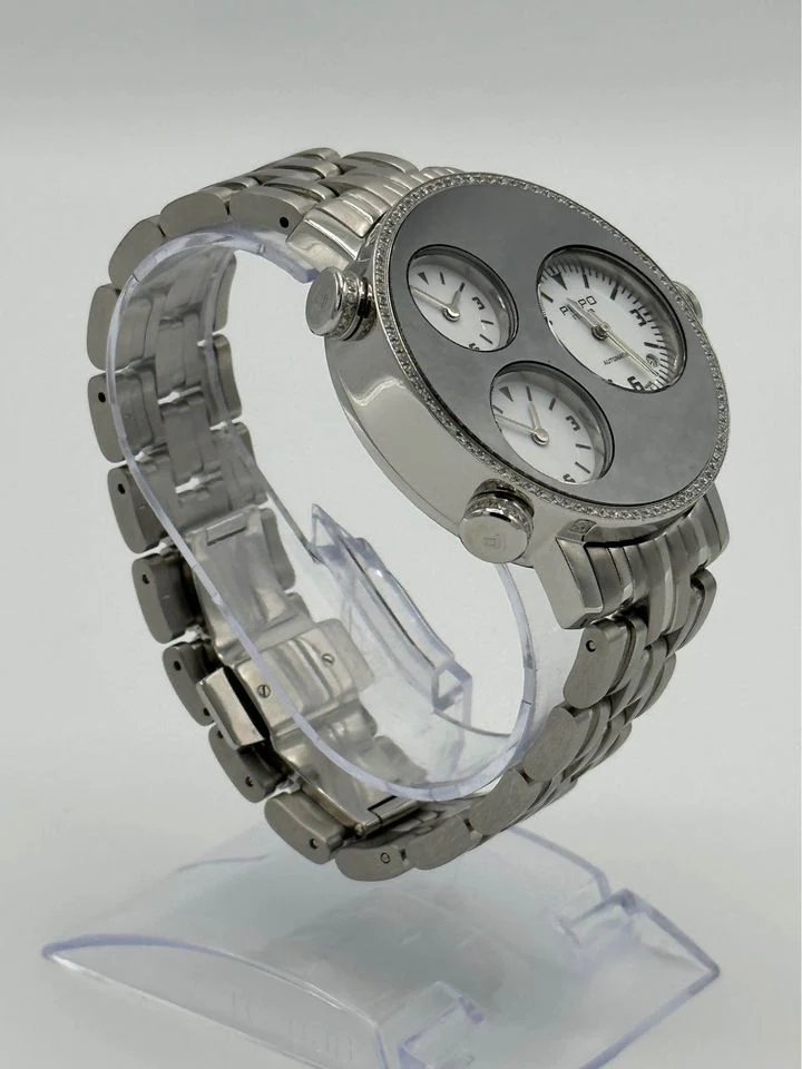 Pippo Perez Lifetime 43mm 012-0351 Pave Diamond Bezel White Dials - Image 2