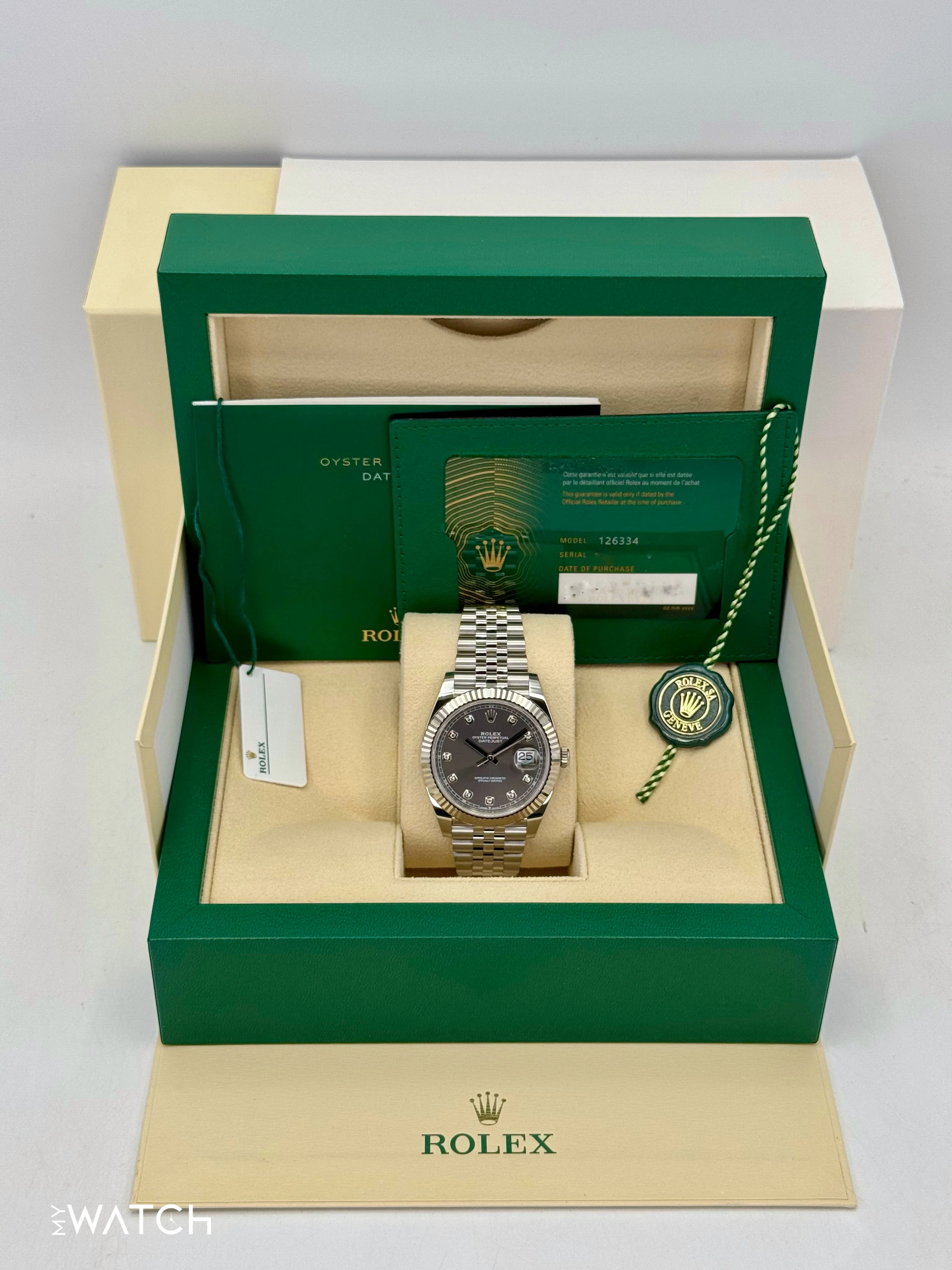 2024 Rolex Datejust 41mm 126334 Stainless Steel Jubilee Rhodium Diamond Dial - Image 9