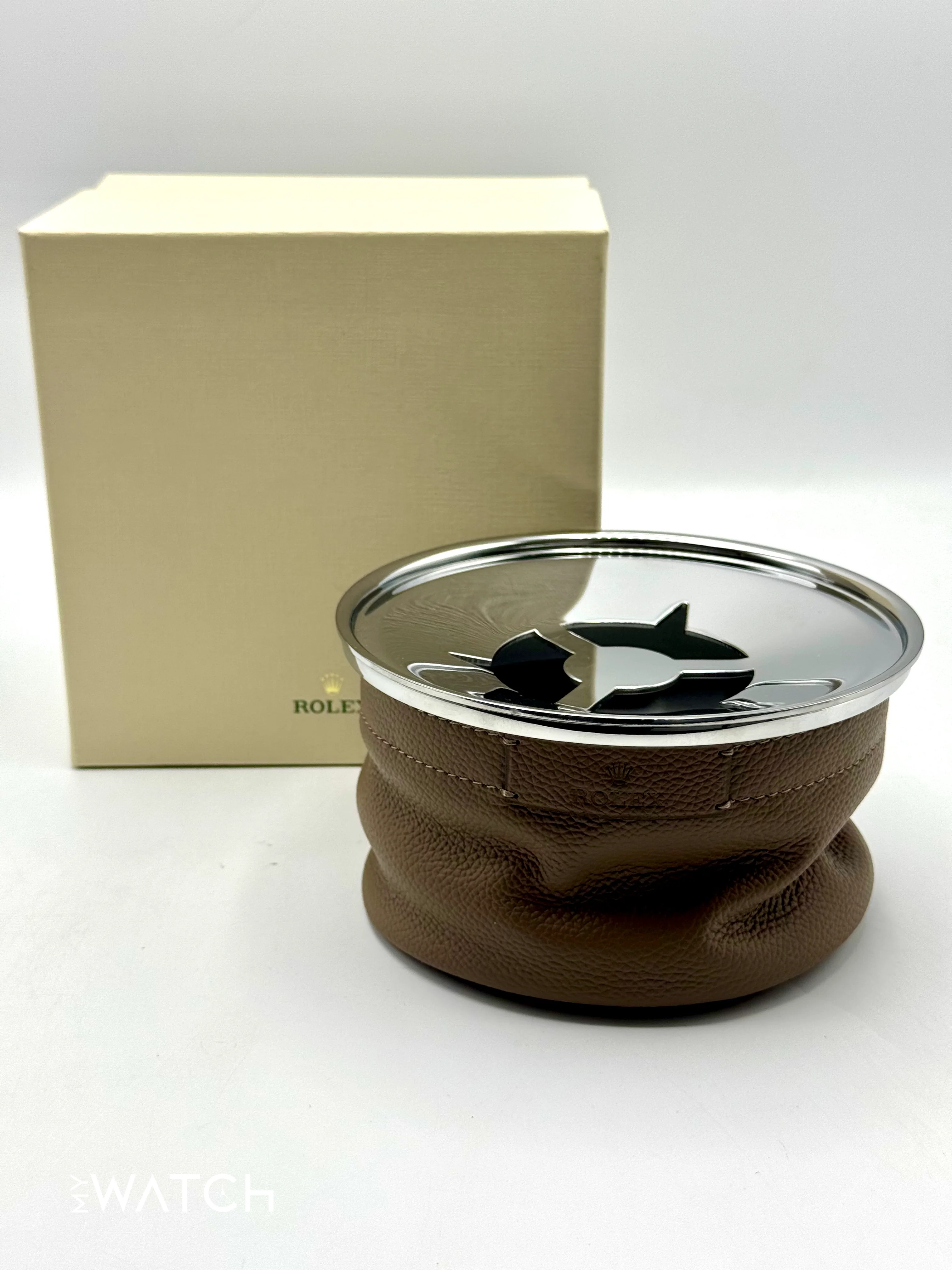 Rolex Brown Leather Ashtray - Image 4