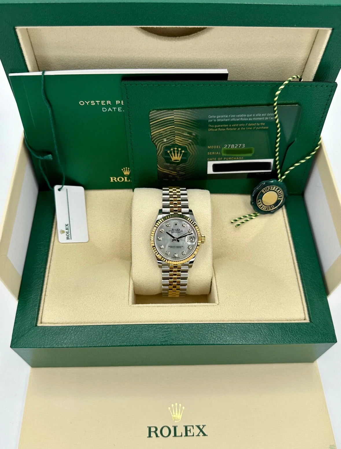 NEW 2025 Rolex Datejust 31mm 278273 Jubilee MOP Diamond Dial - Image 9